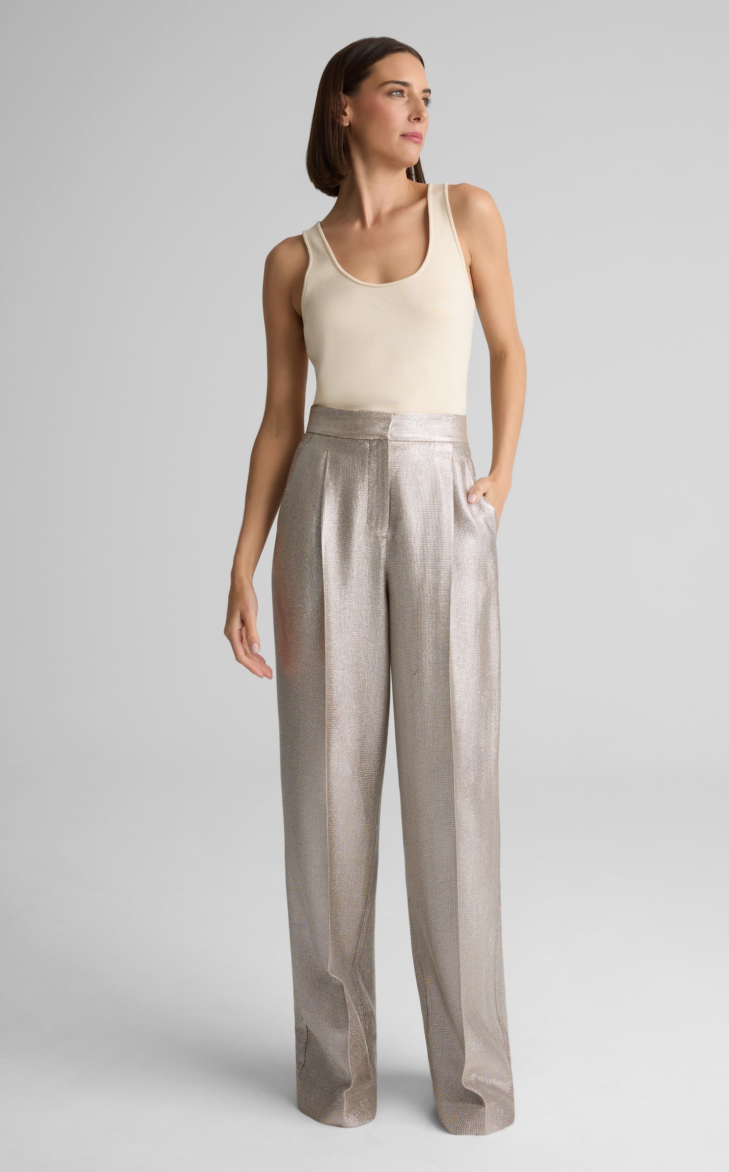 Chloe Pant in Soft Lamé Suiting