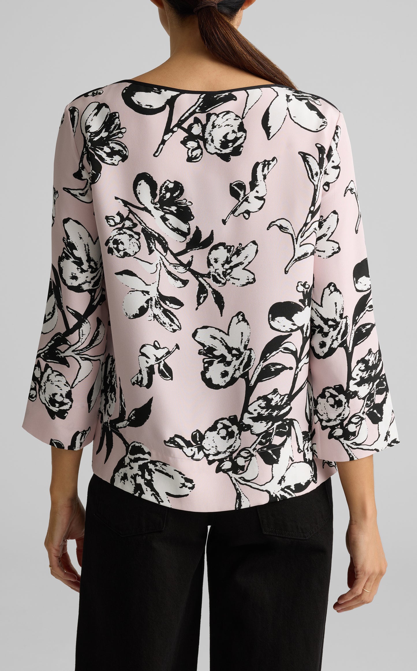 Magnolia Print Bateau Neck Top