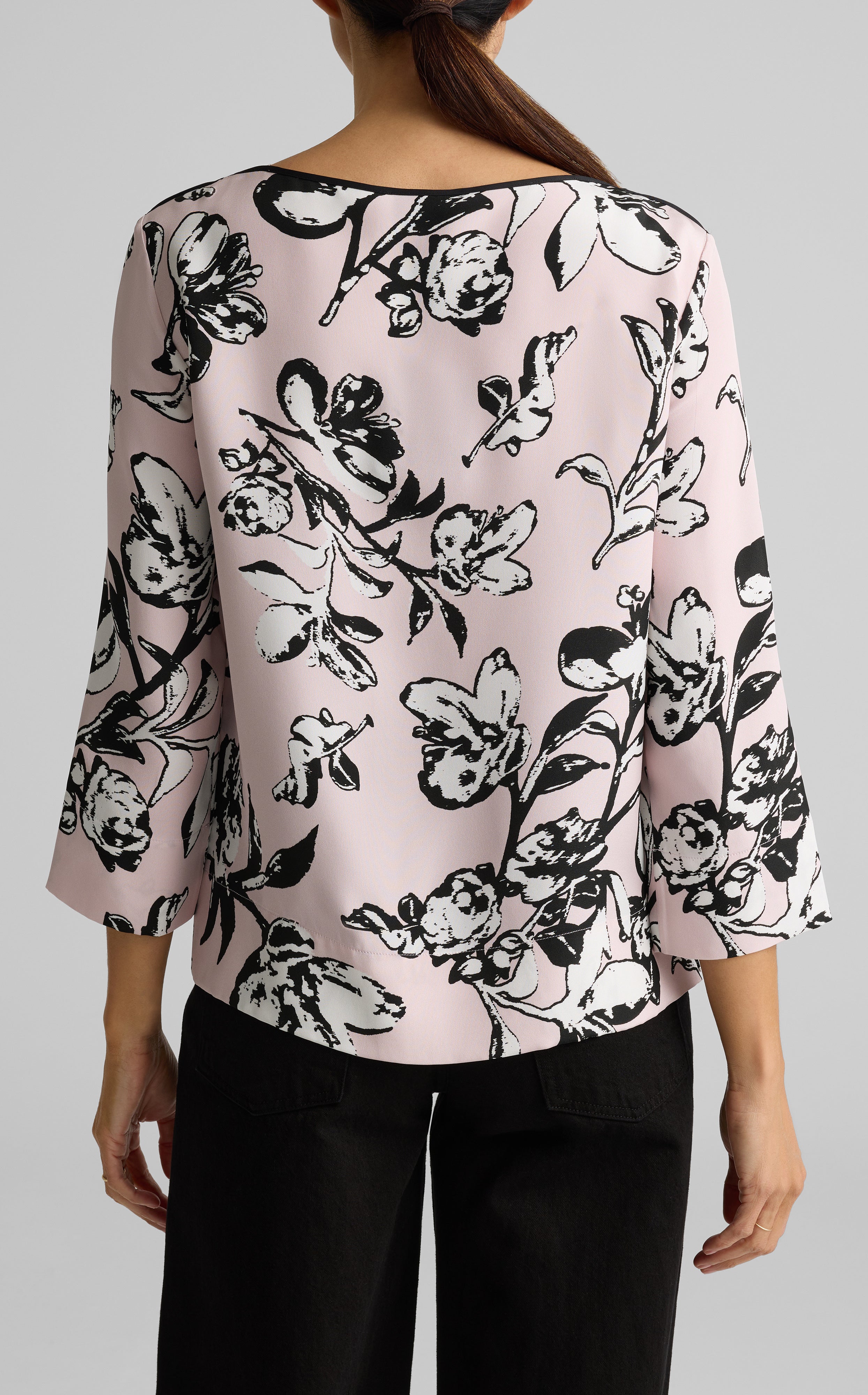 Magnolia Print Bateau Neck Top 2