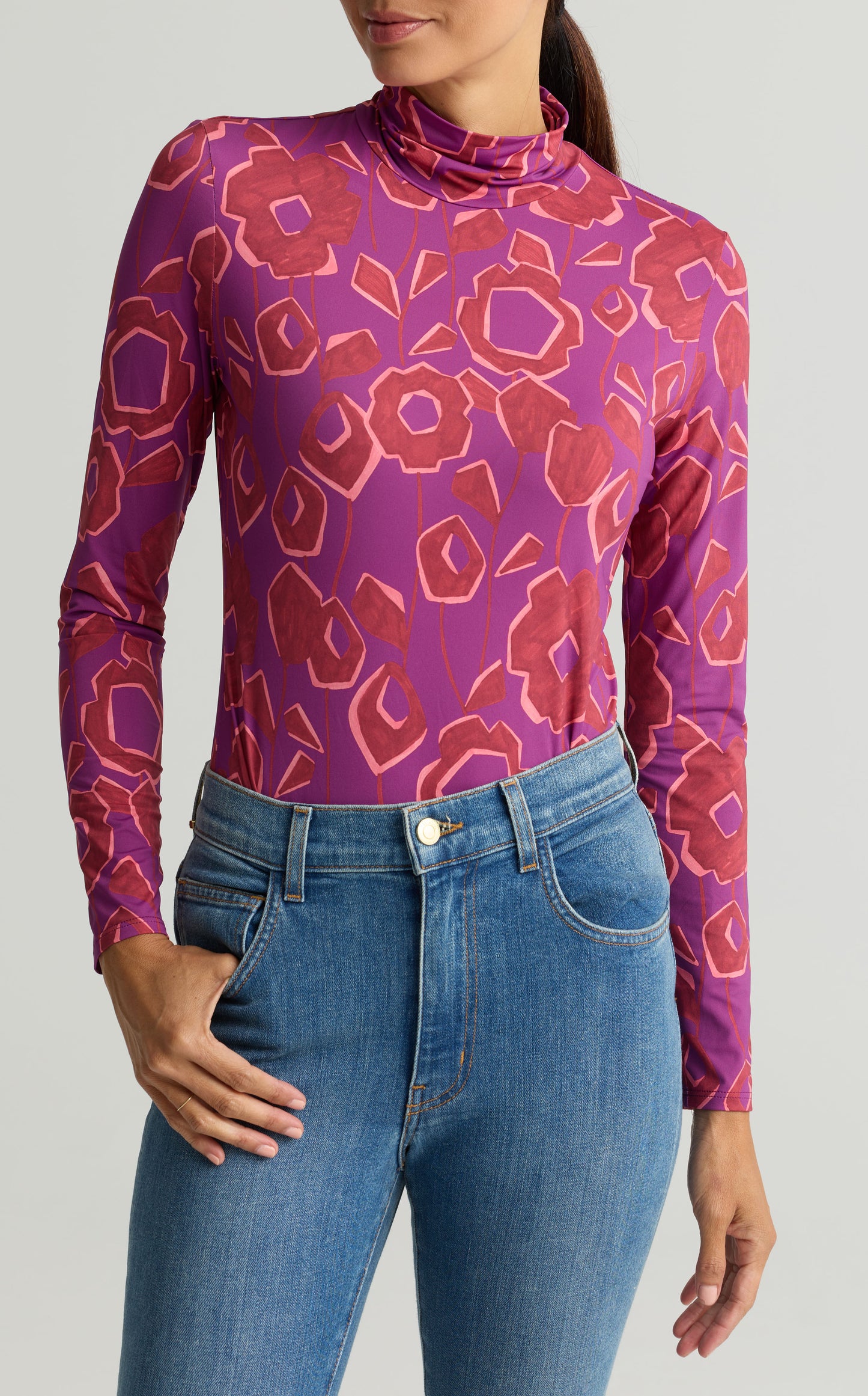 Cubist Floral Nuda Turtleneck
