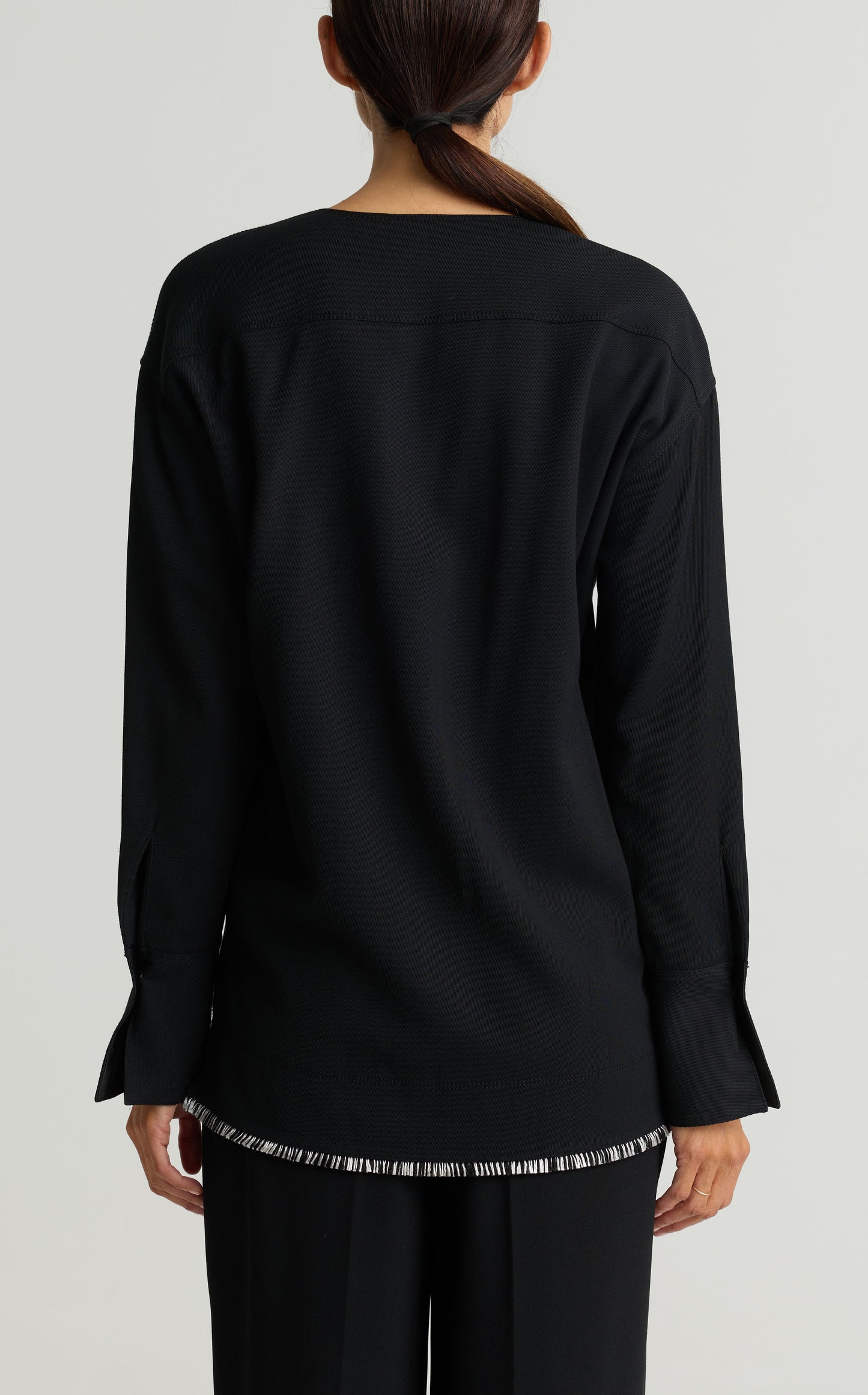 Drapey V-Neck Twill Blouse