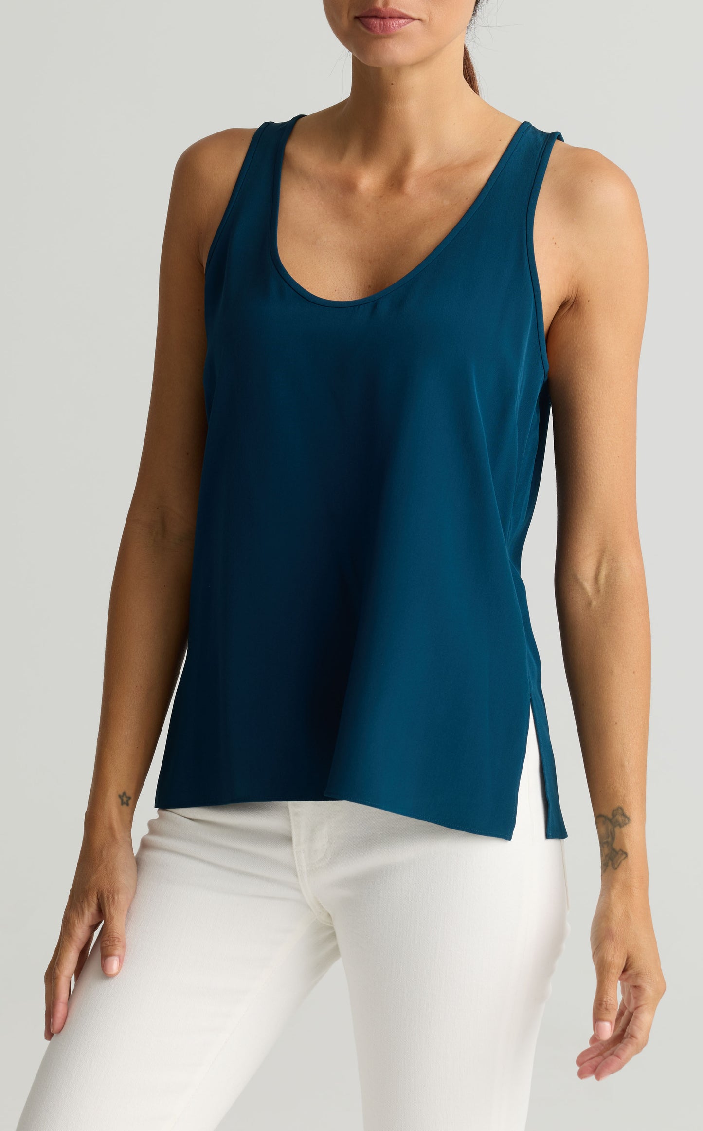 Silk Crepe de Chine Shell - Juniper