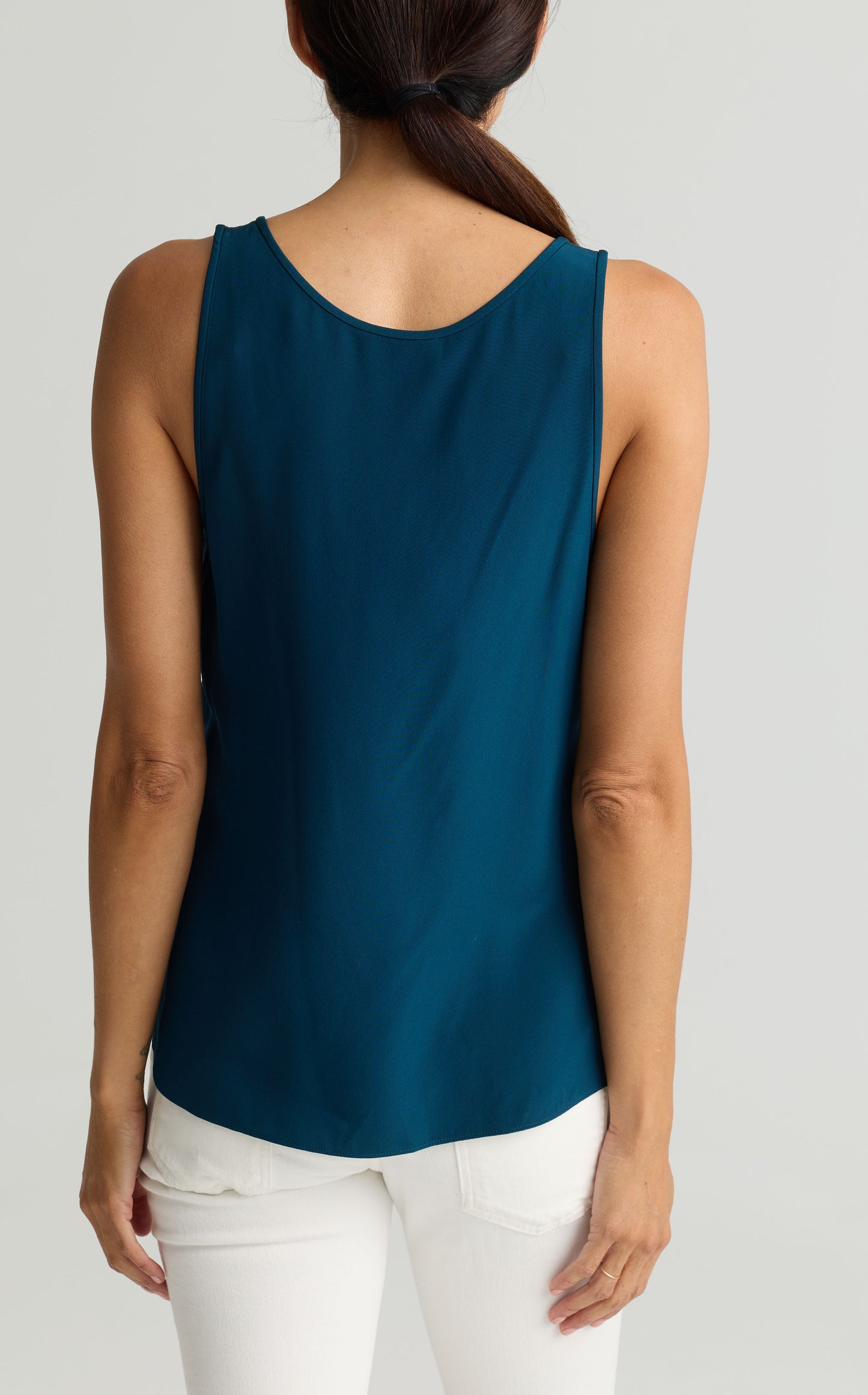 Silk Crepe de Chine Shell - Juniper