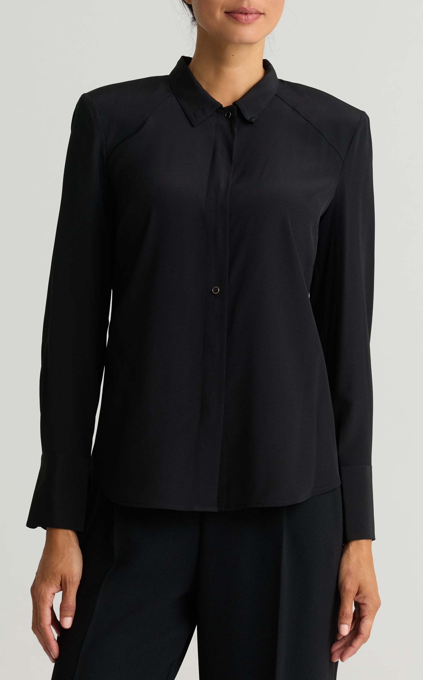 Silk Crepe de Chine Blouse - Black