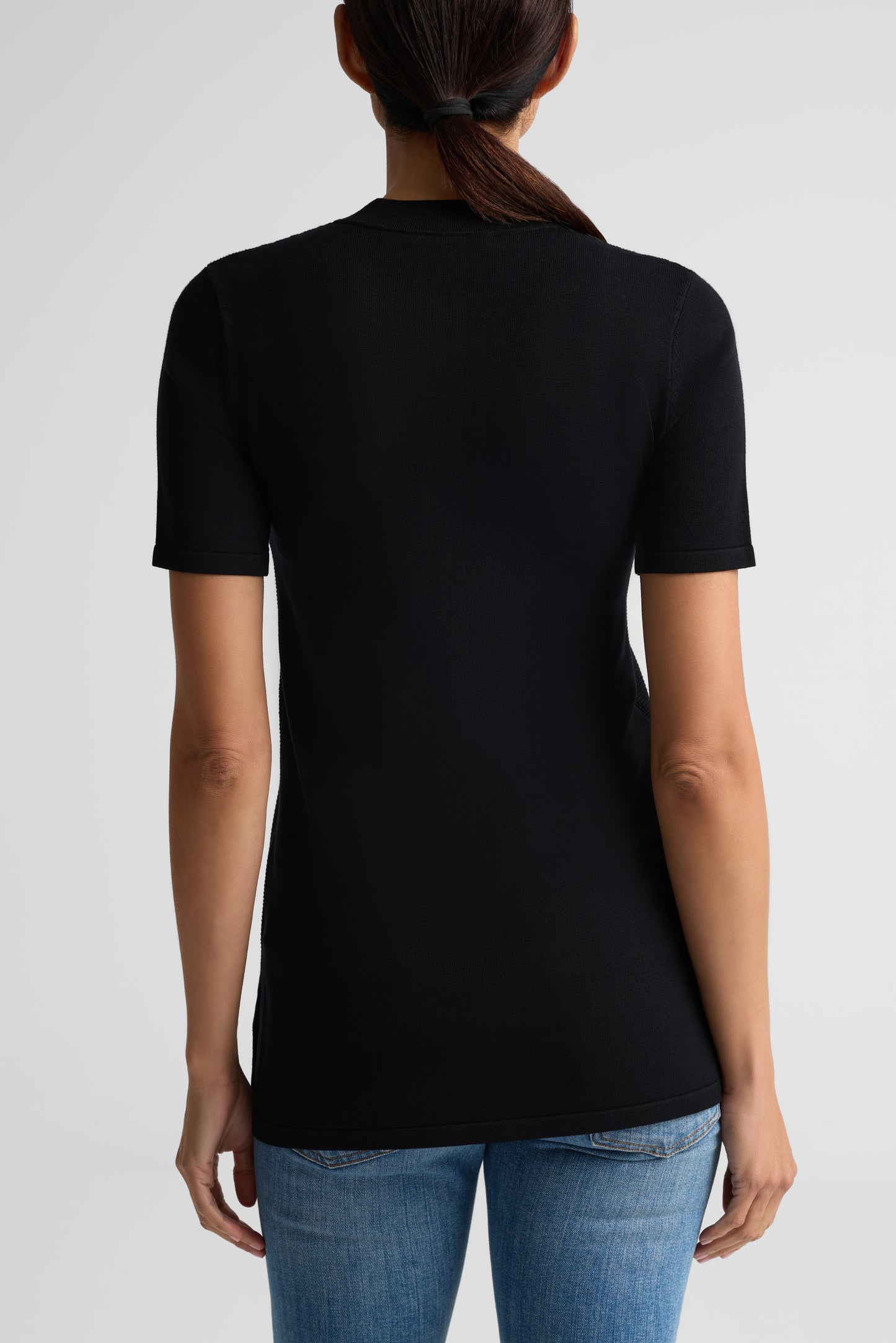 Stretch Piqué Knit Zip Top