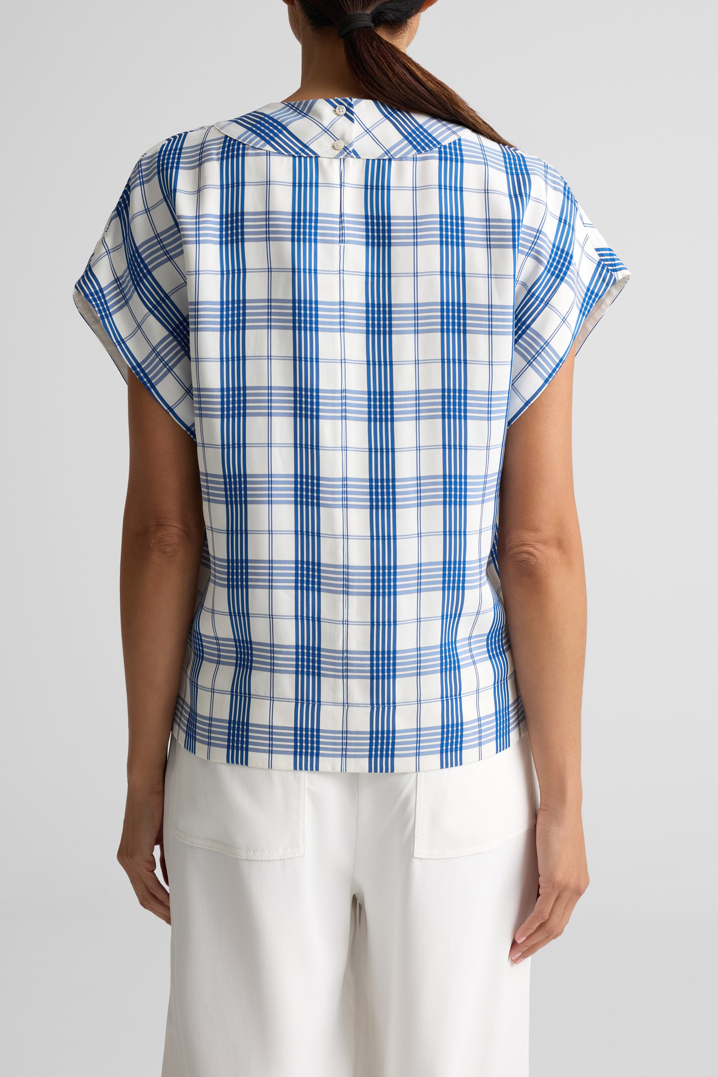 Drapey Plaid Print Woven Top