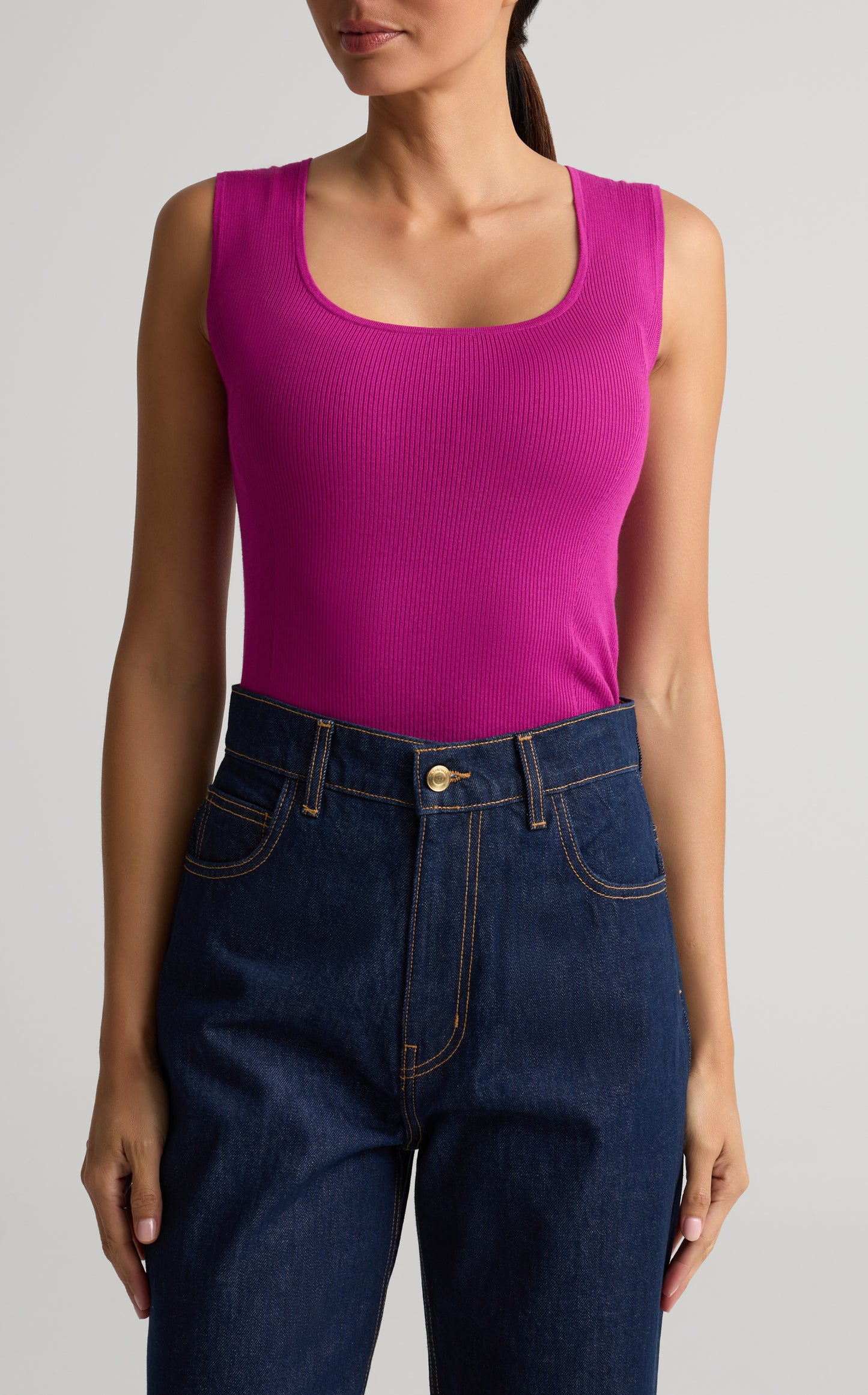 Stretch Rib Knit Shell