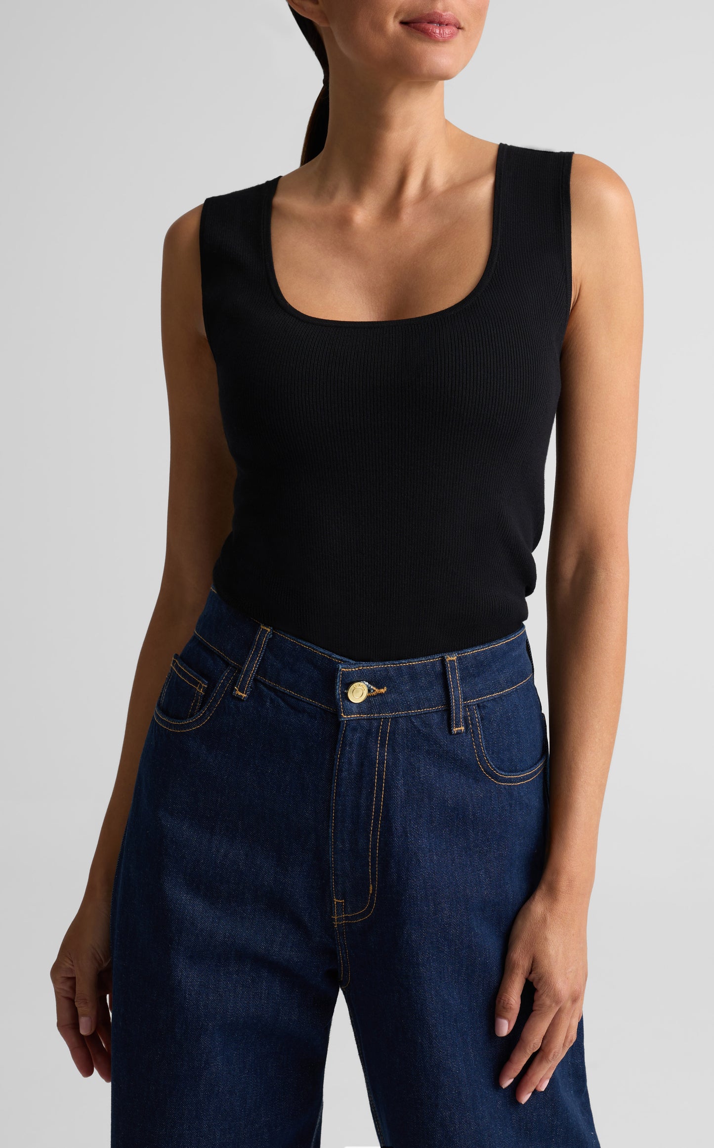 Stretch Rib Knit Shell