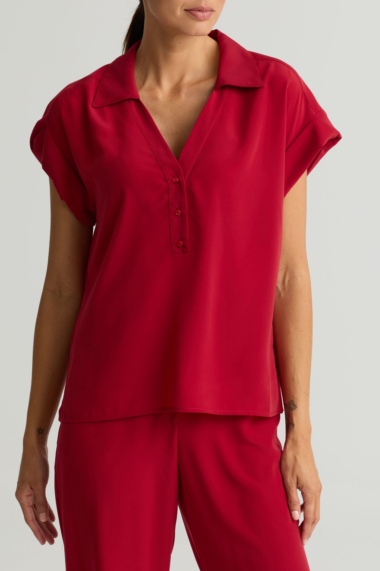 Short Sleeve Peached Woven Shirt