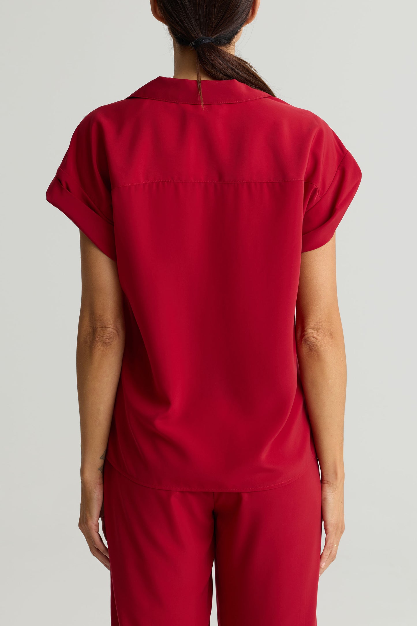 Short Sleeve Peached Woven Shirt