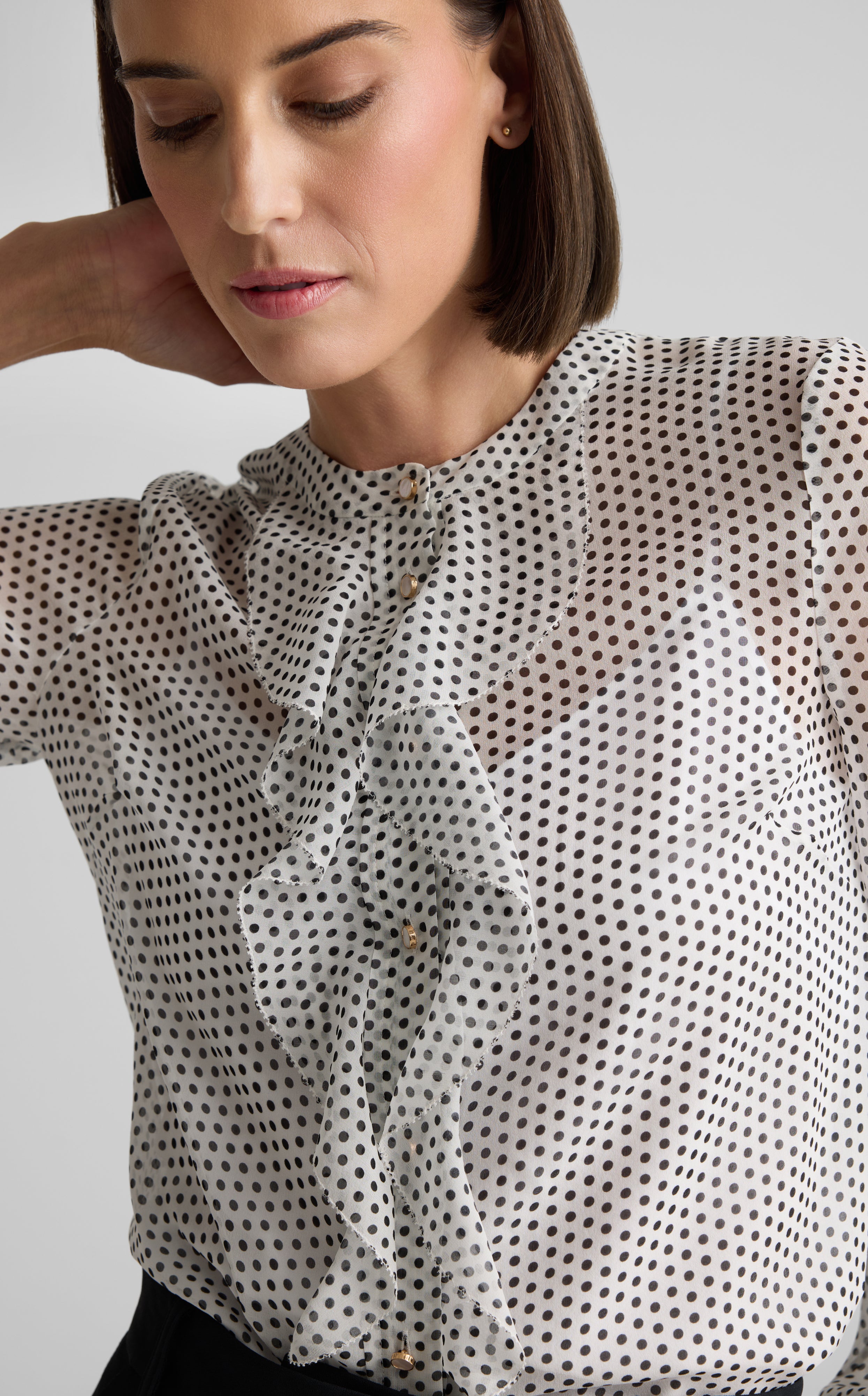 Christelle Blouse in French Dot Printed Silk | St. John Knits