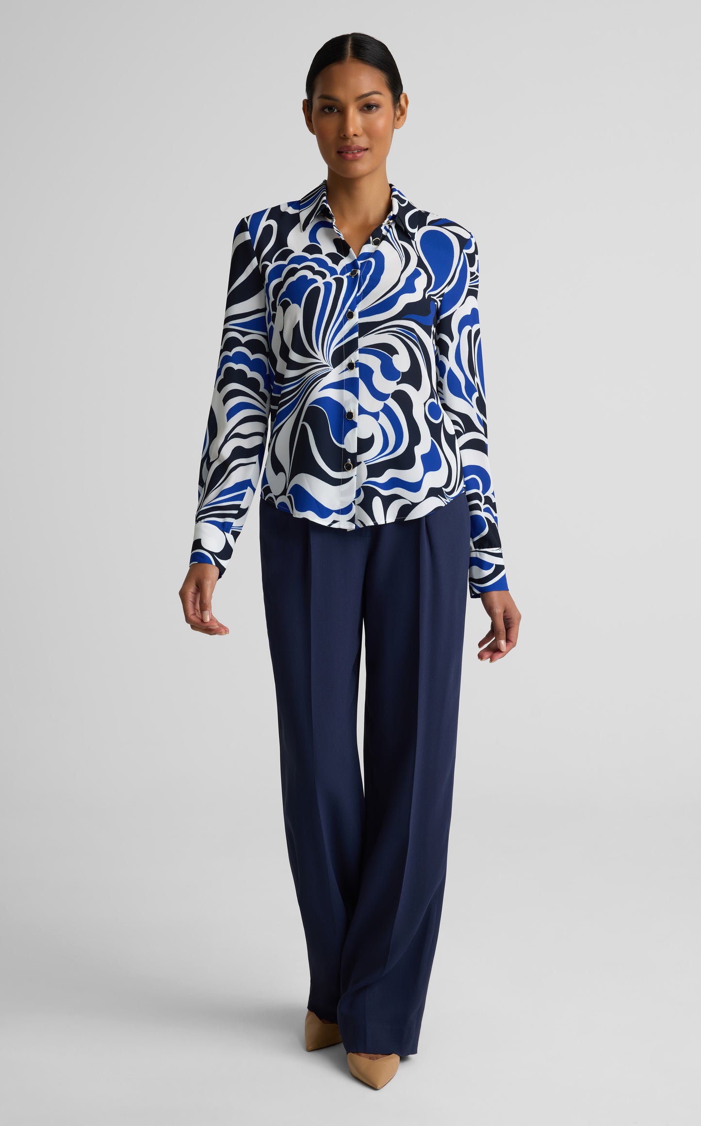 Hadley Blouse In Mid Century Scroll Print
