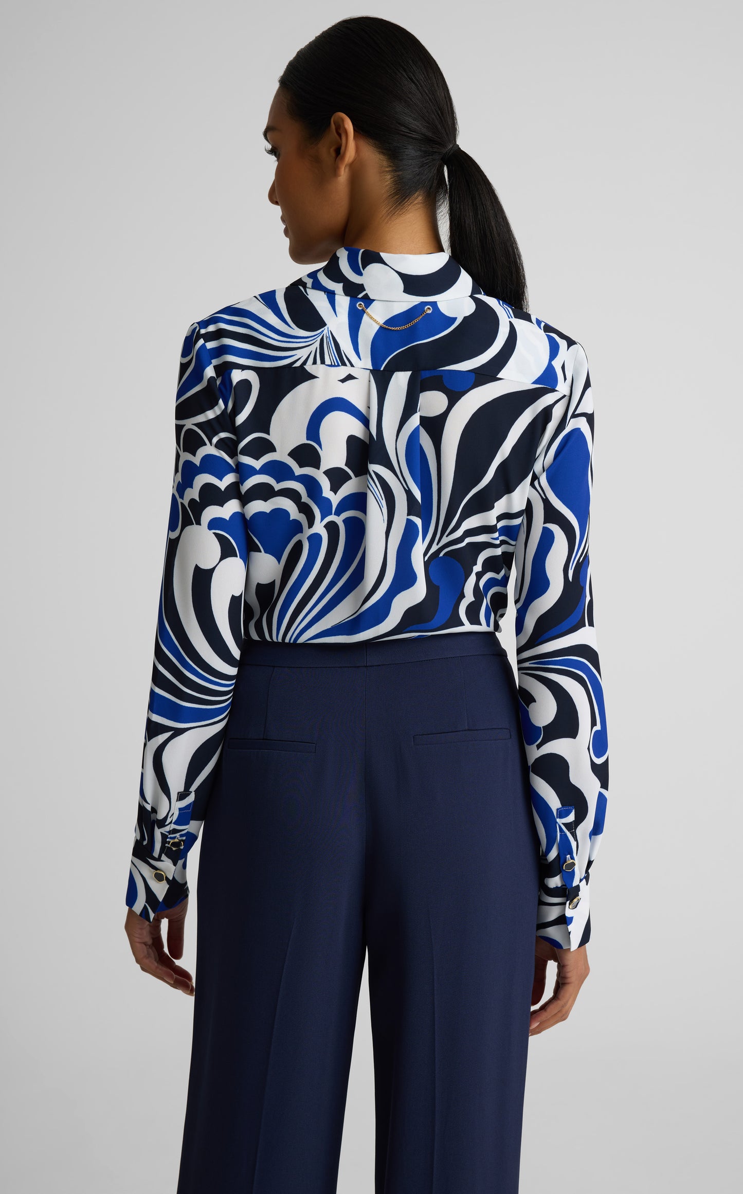 Hadley Blouse In Mid Century Scroll Print