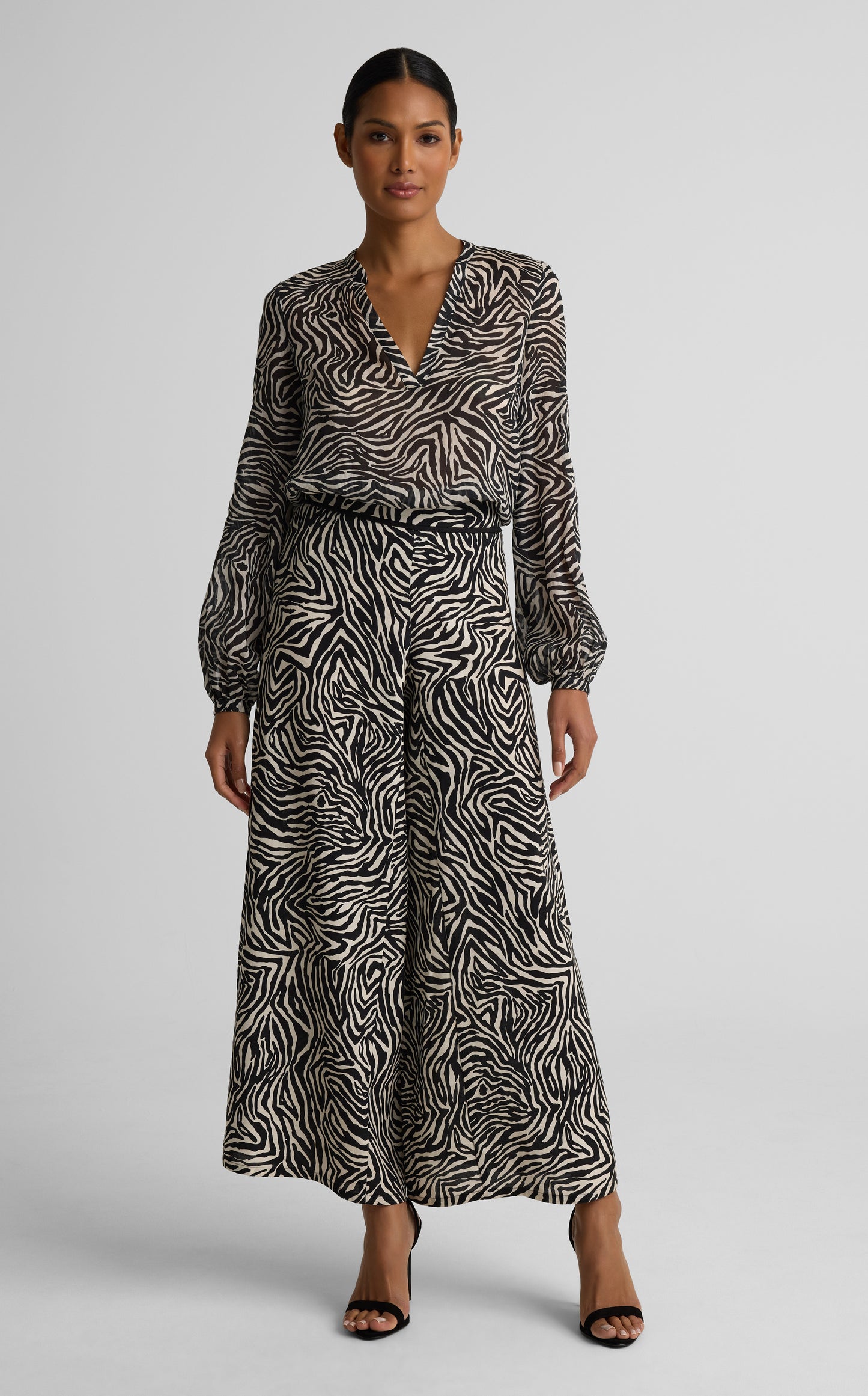 Kathleen Top In Zebra Printed Voile