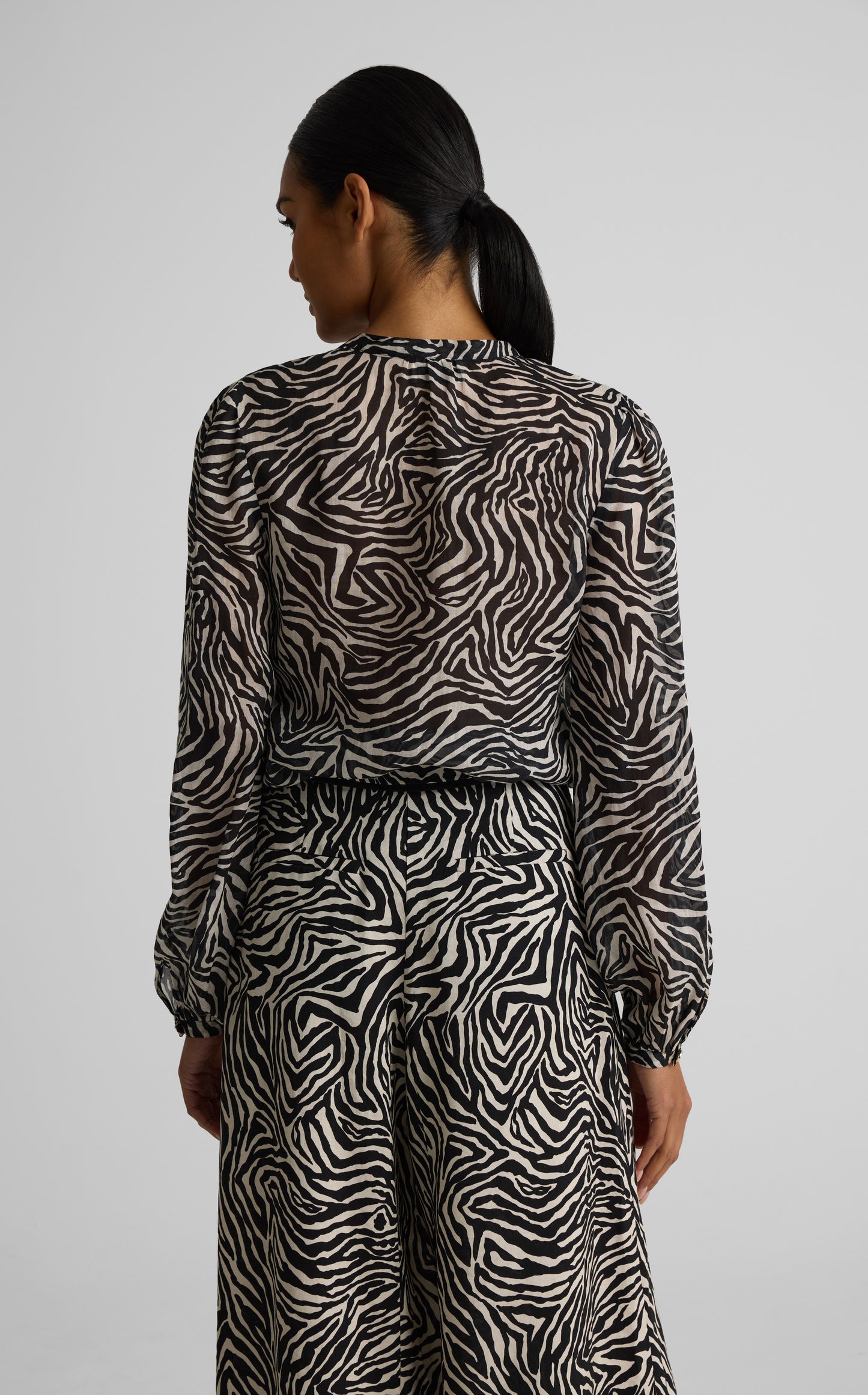 Kathleen Top In Zebra Printed Voile