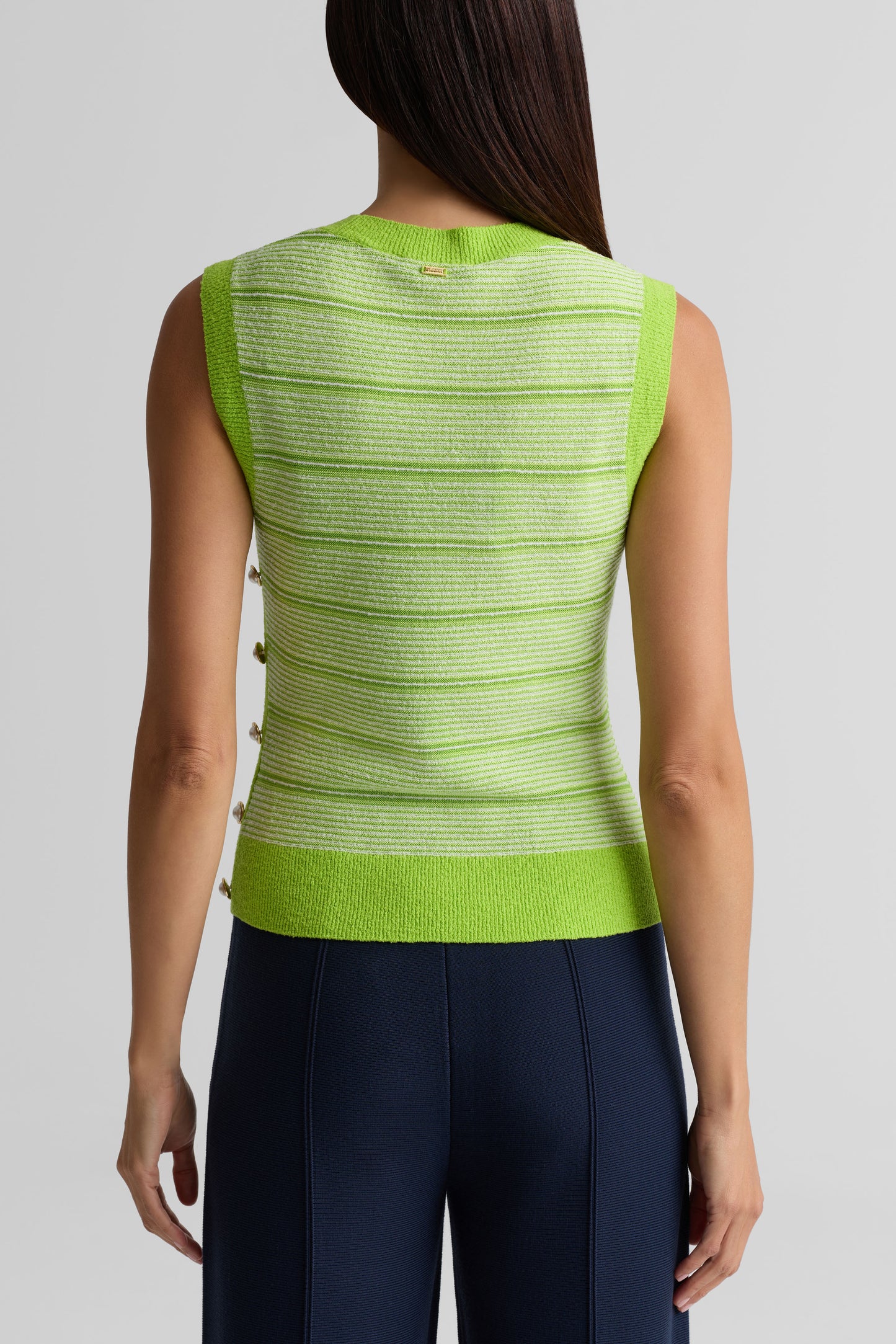 Striped Crewneck Side Button Tank