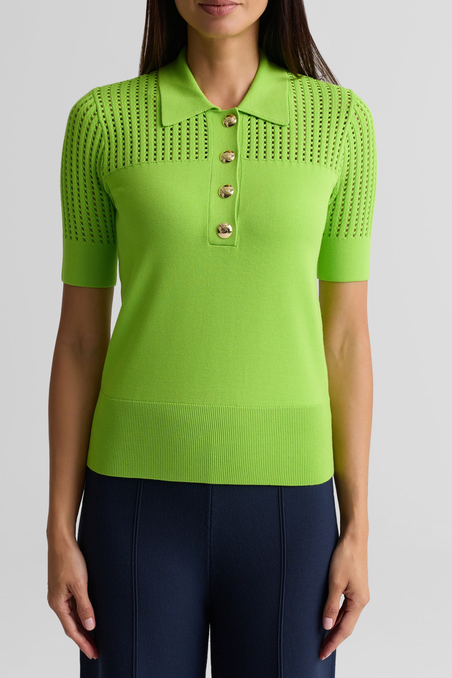 Openwork Knit Polo