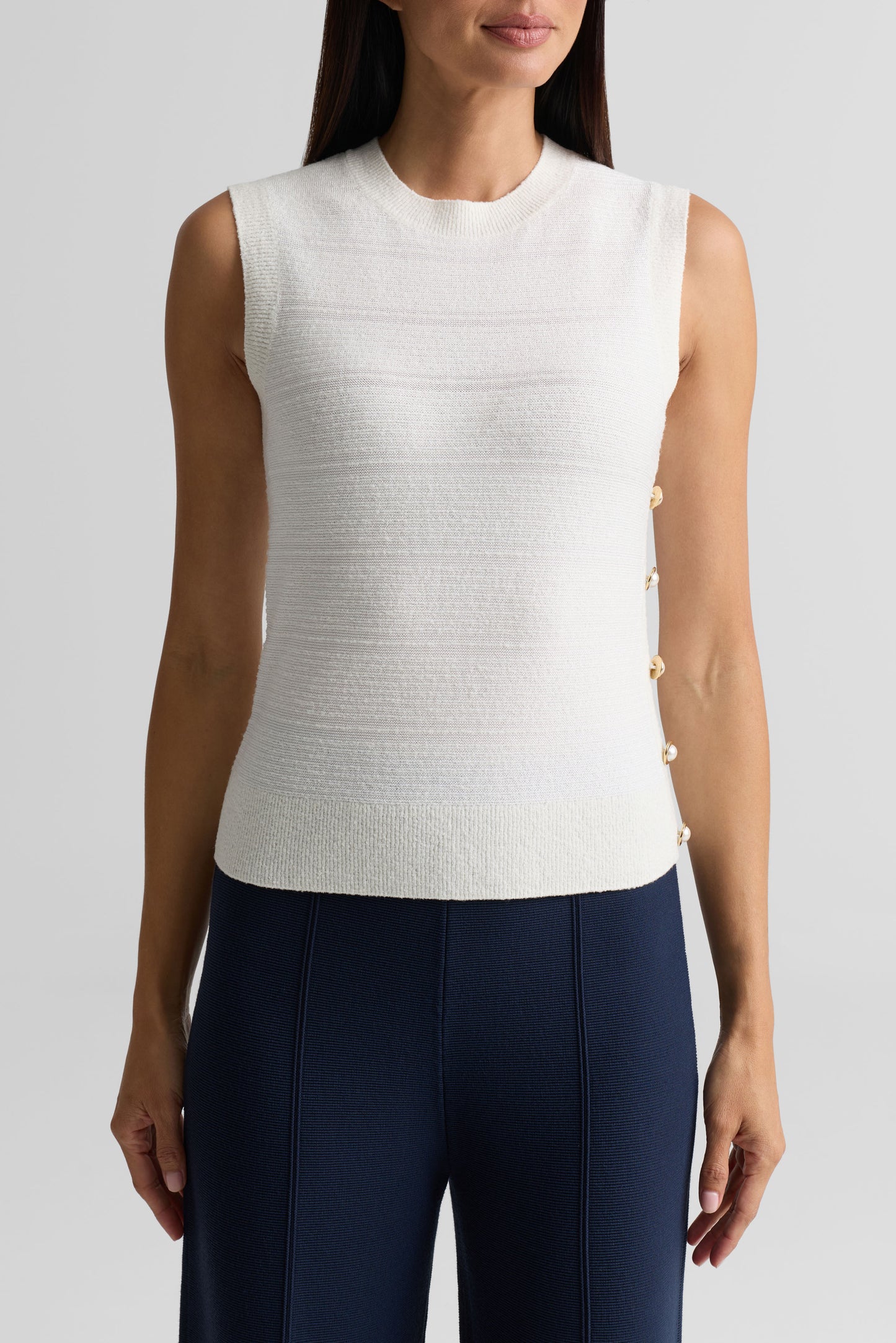 Crewneck Side Button Knit Shell