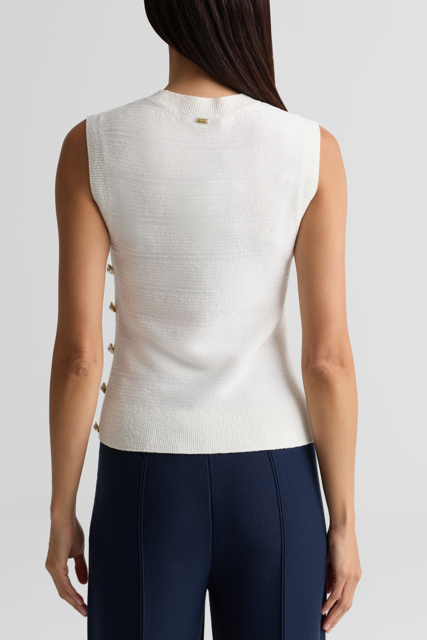 Crewneck Side Button Knit Shell