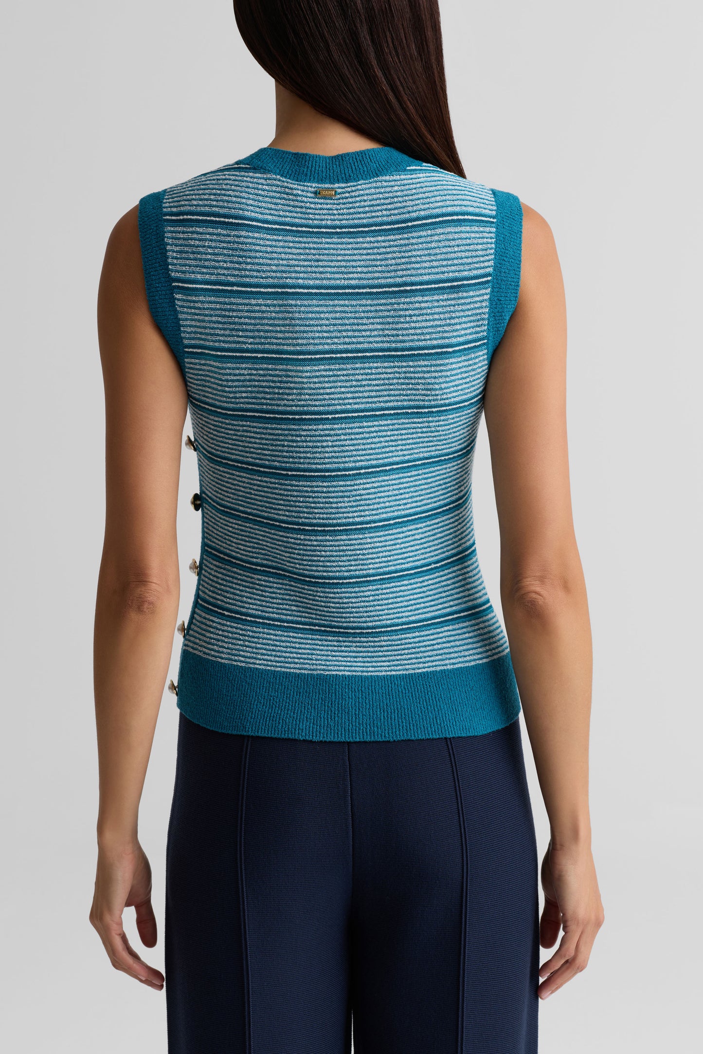 Crewneck Side Button Knit Shell