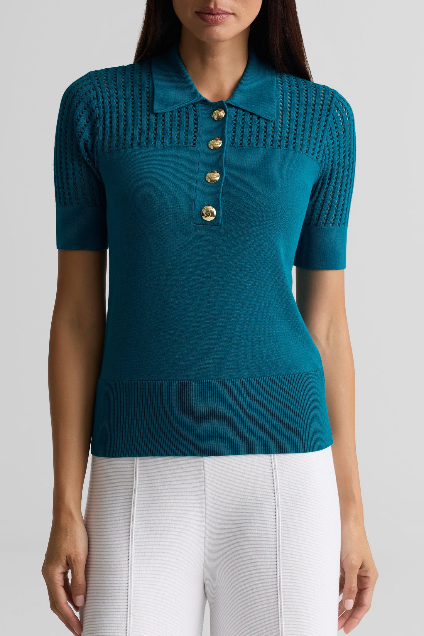 Openwork Knit Polo