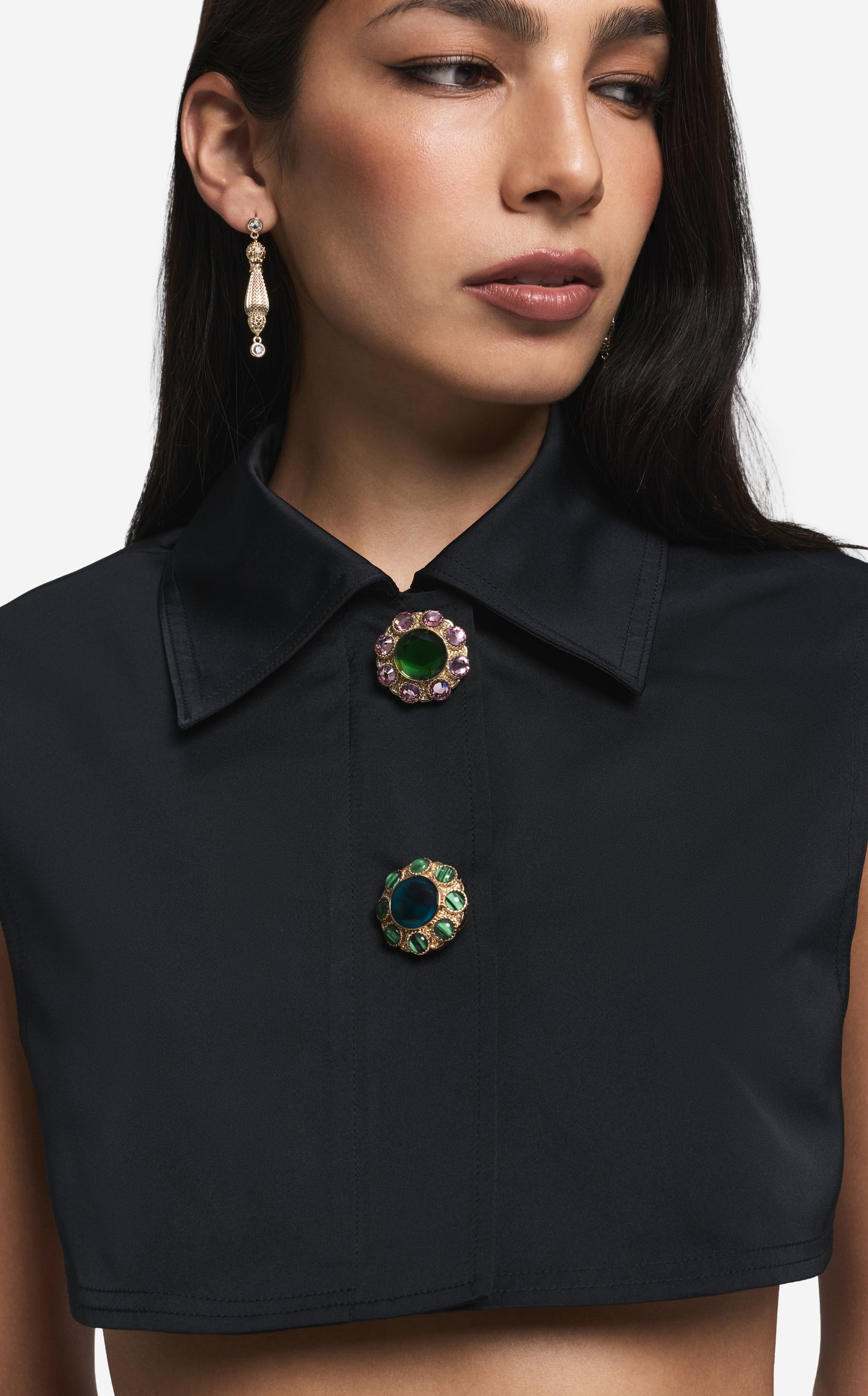 Cropped Vest in Duchesse Satin