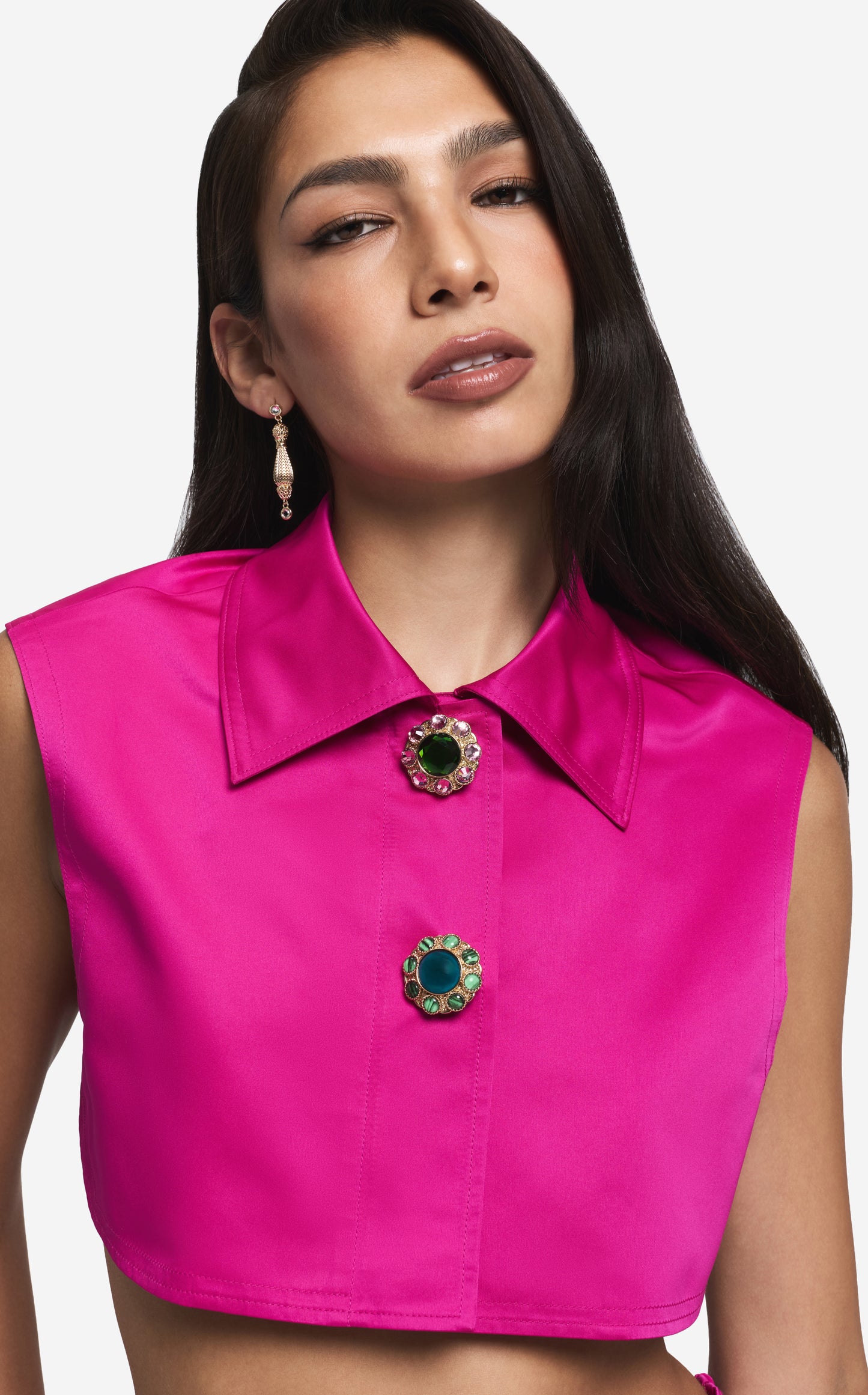 Cropped Vest in Duchesse Satin