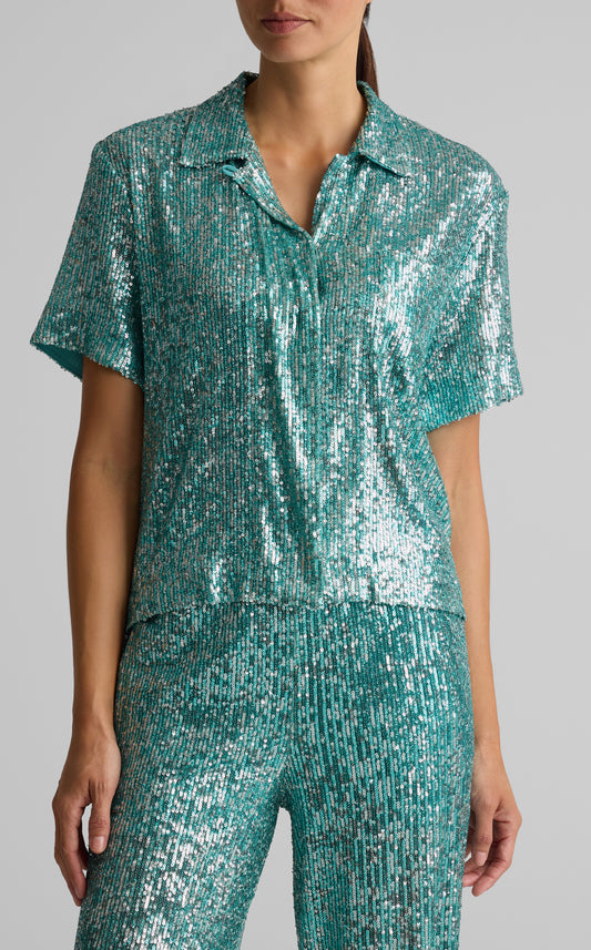 Sequin Short Sleeve Blouse