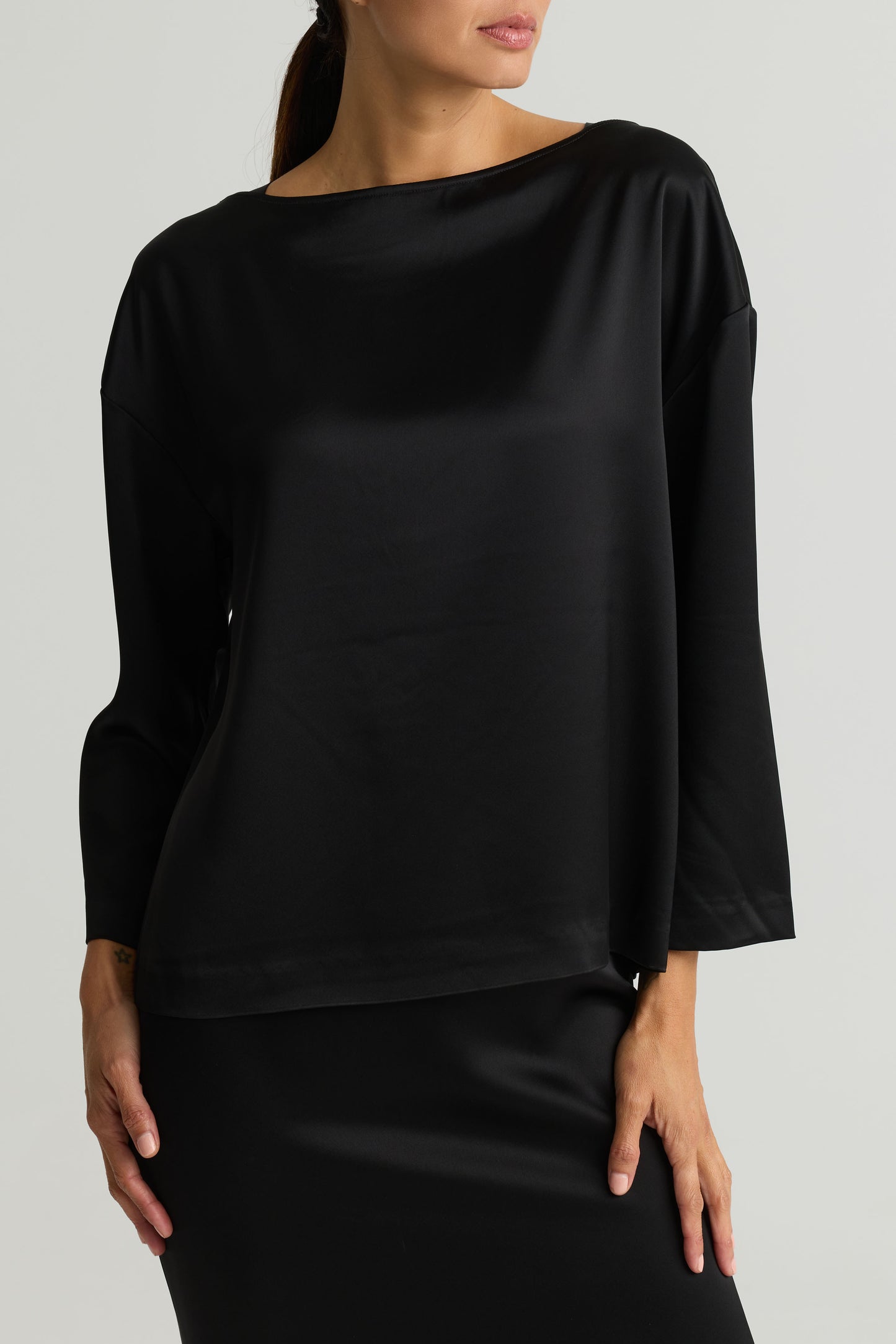 Liquid Satin Boatneck Blouse