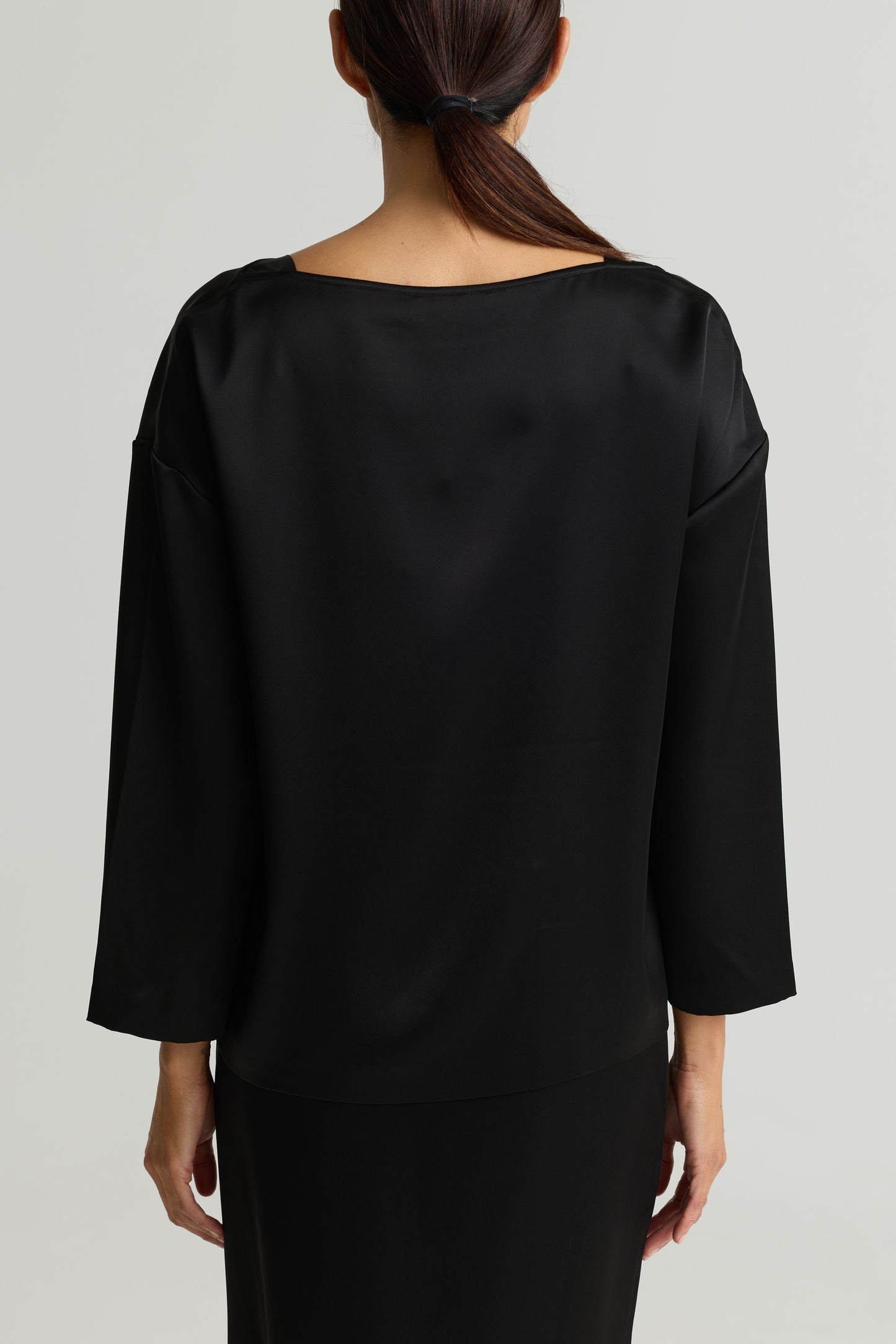 Liquid Satin Boatneck Blouse