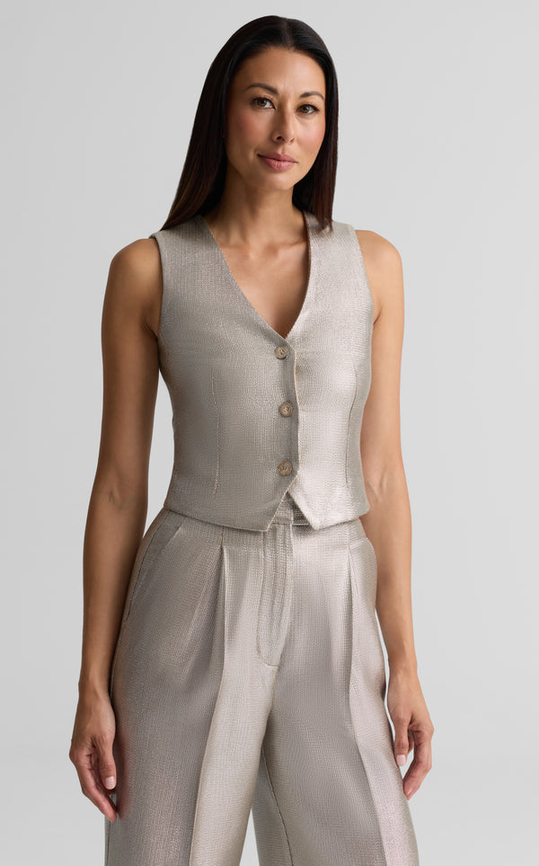 Valentina Vest in Soft Lamé Suiting