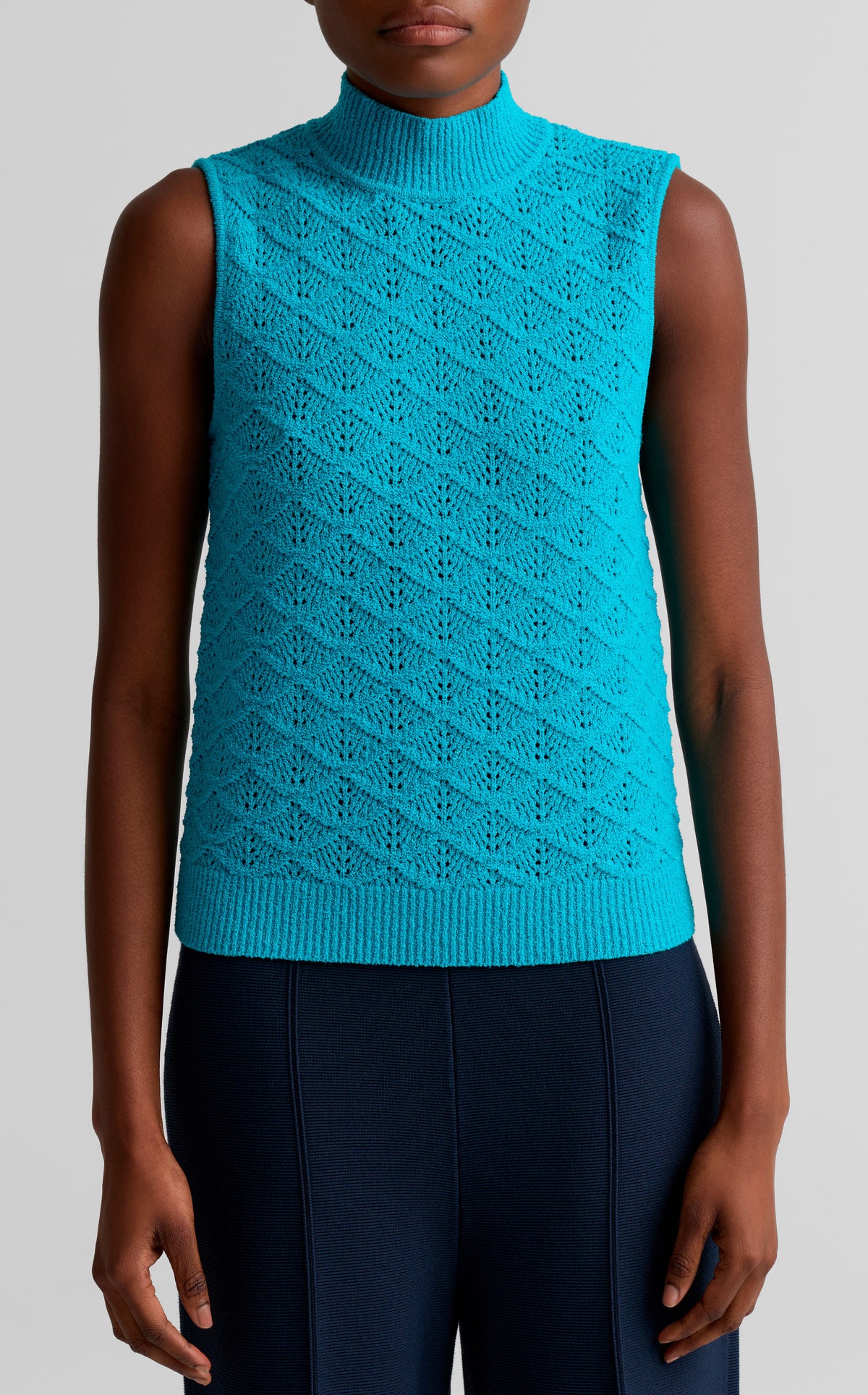 Mock Neck Pointelle Tank
