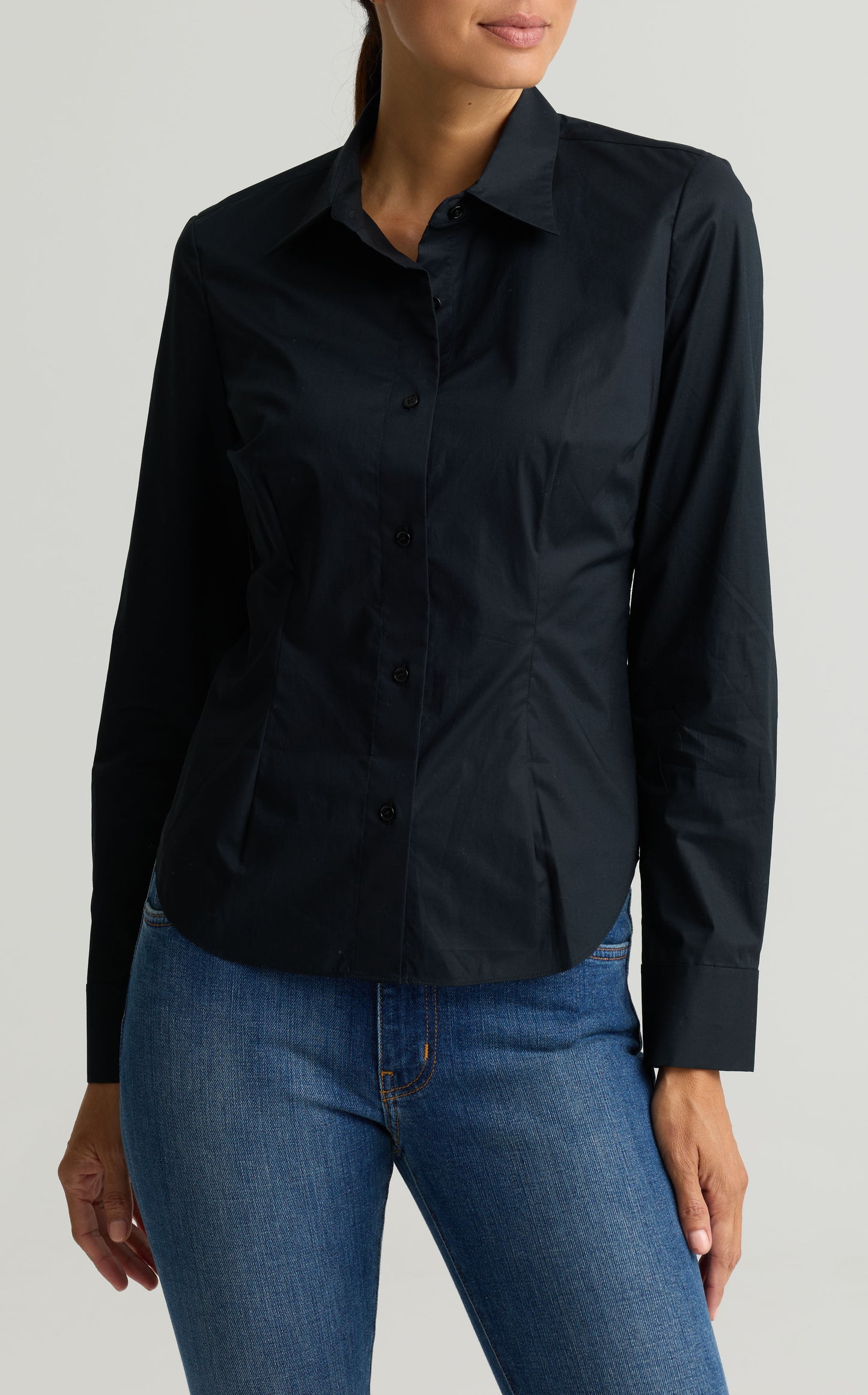 Tailored Stretch Cotton Blouse
