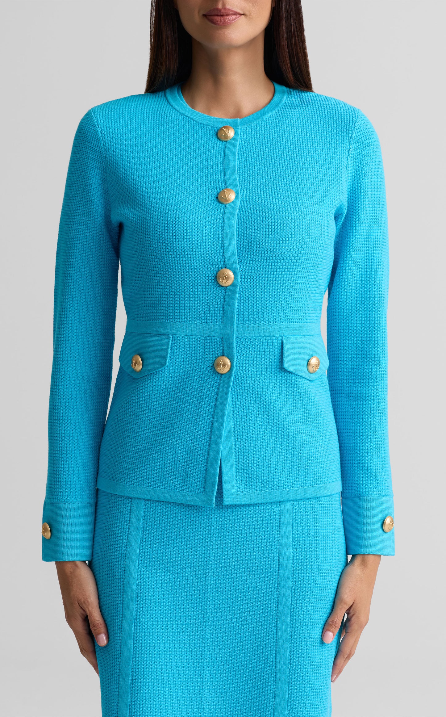 Crew Neck Button Jacket