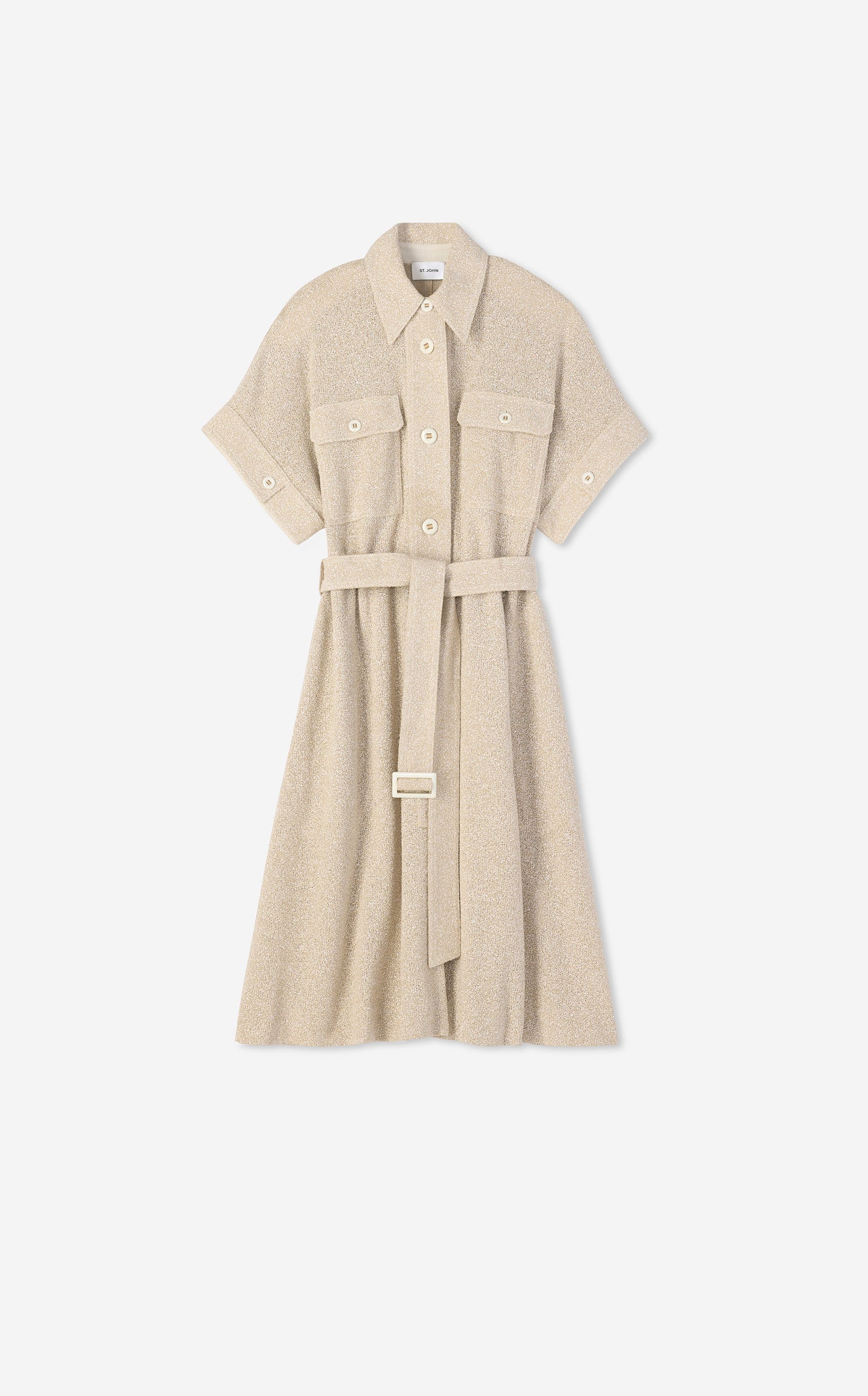 Lightweight Terry Textured Tweed Shirt Dress