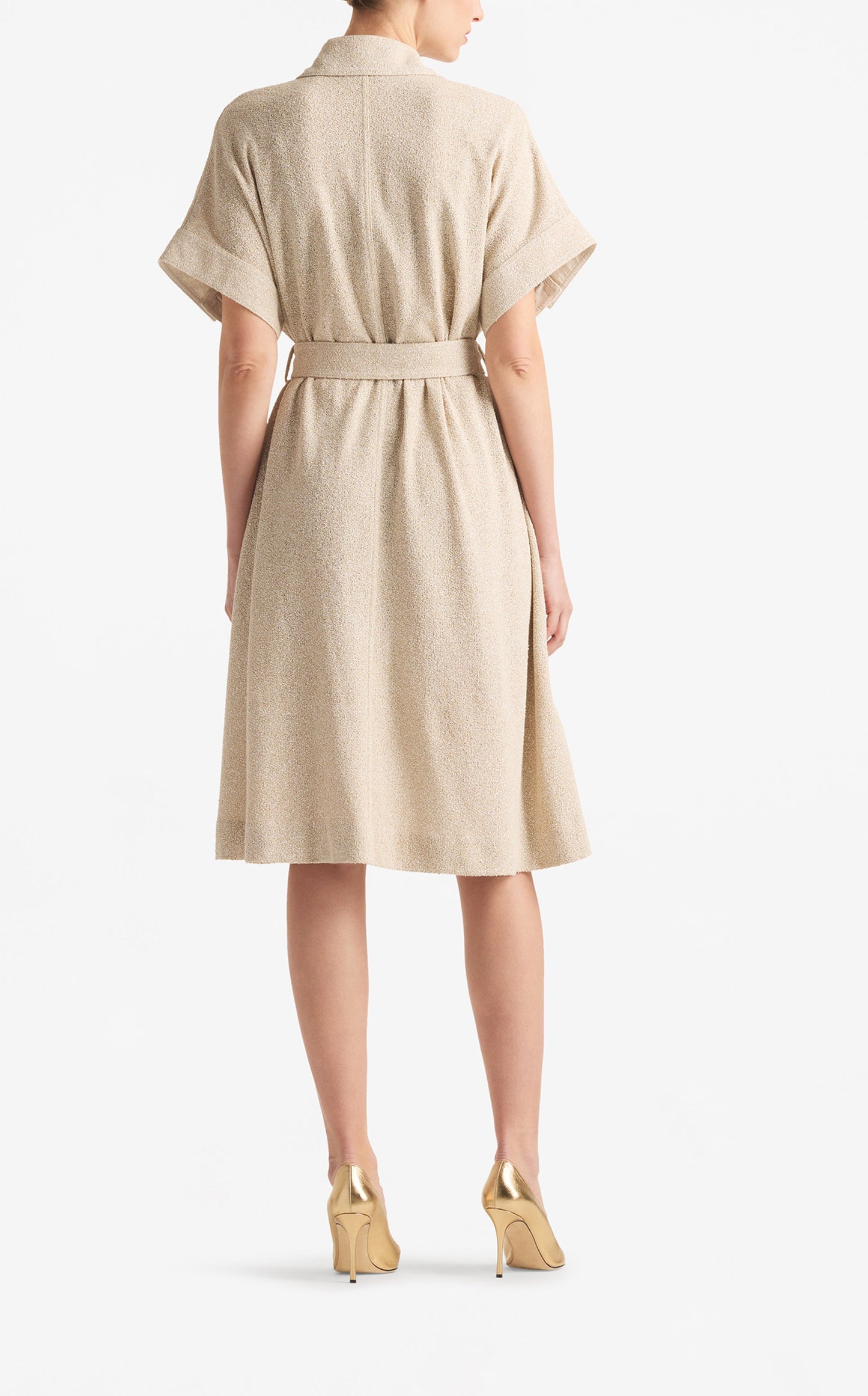 Lightweight Terry Textured Tweed Shirt Dress