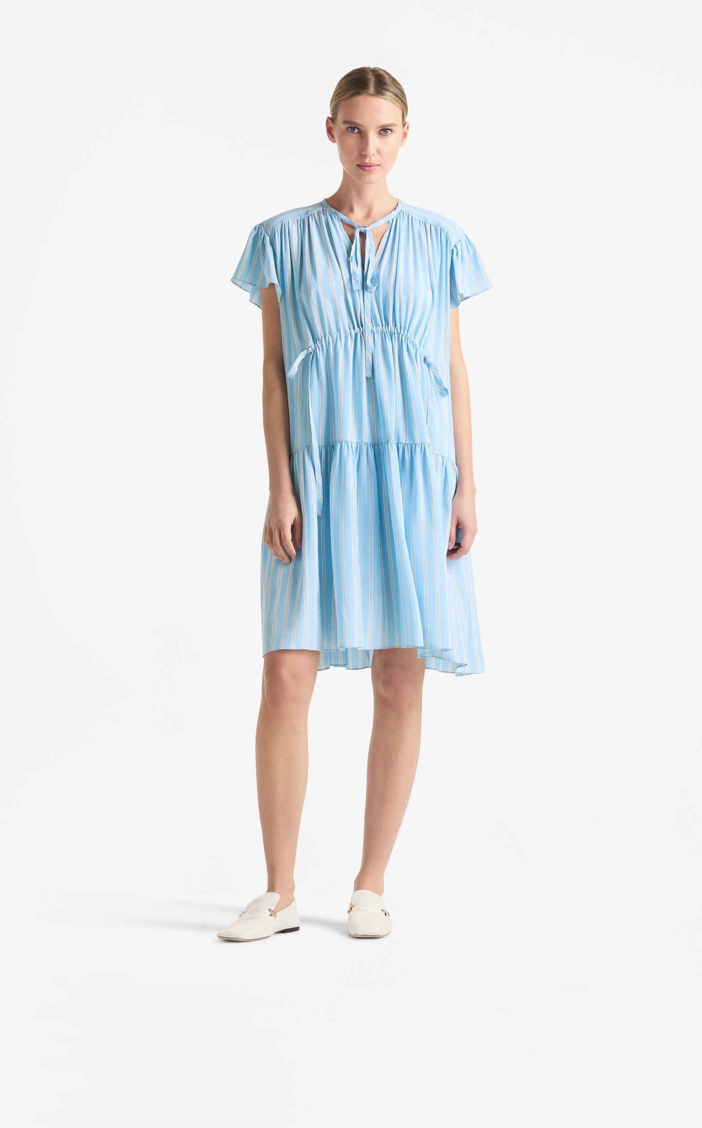Striped Flare Sleeve Dress