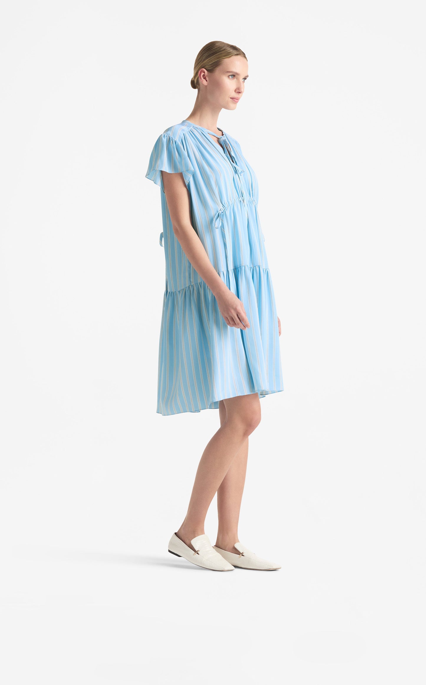 Striped Flare Sleeve Dress