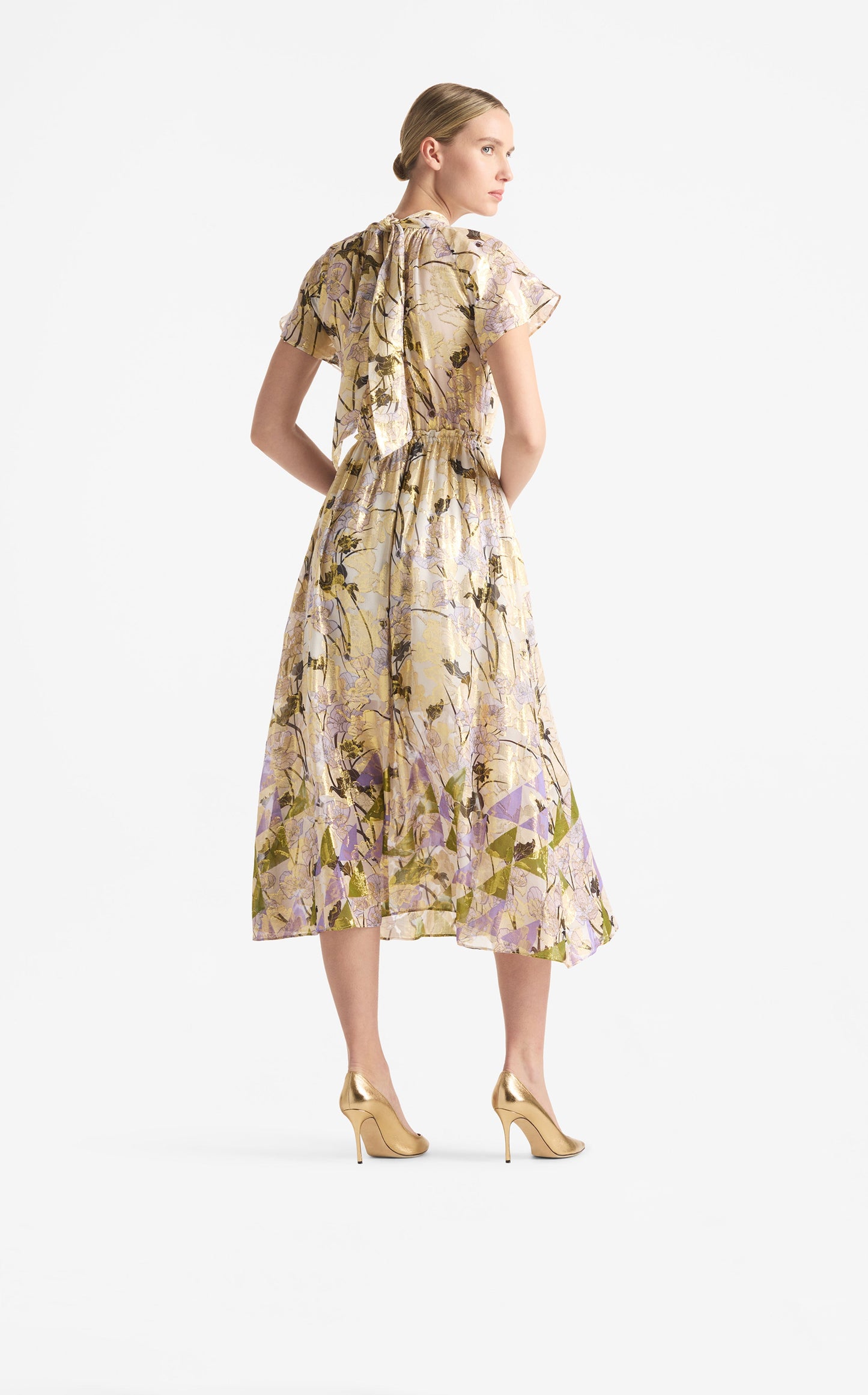Geo Frieze Print Jacquard Wrap Dress