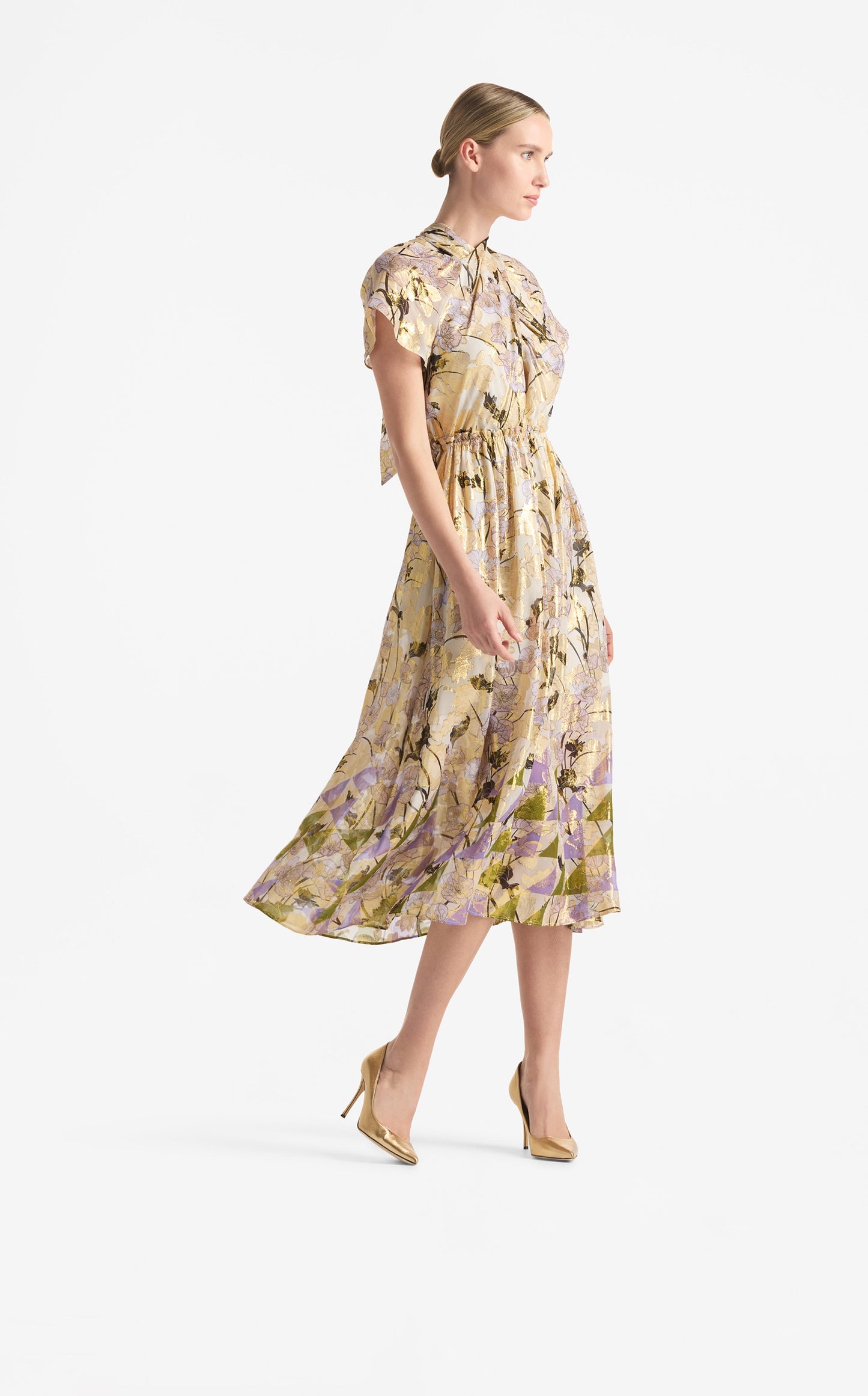 Geo Frieze Print Jacquard Wrap Dress