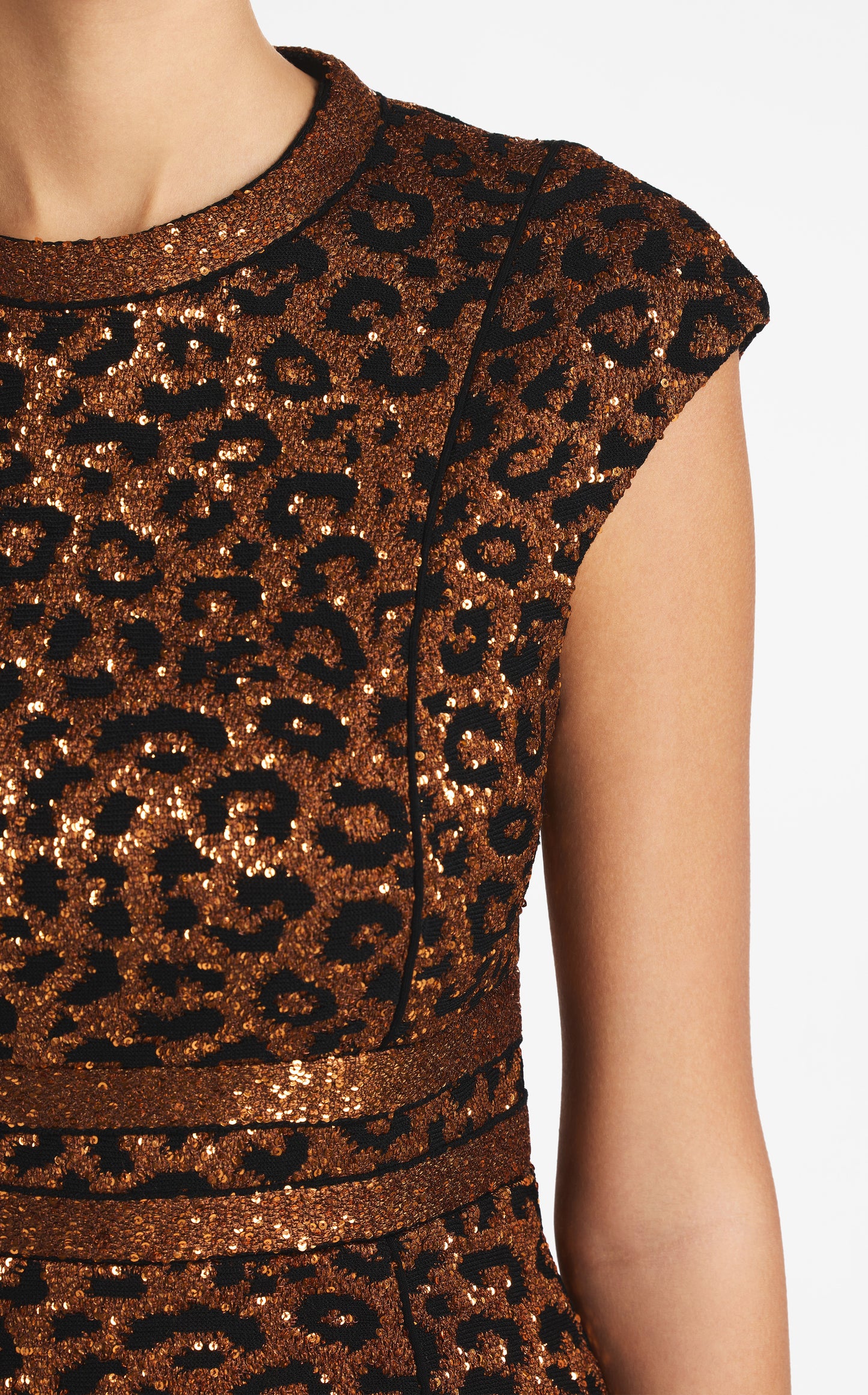 Leopard Sequin Knit Cap Sleeve Dress