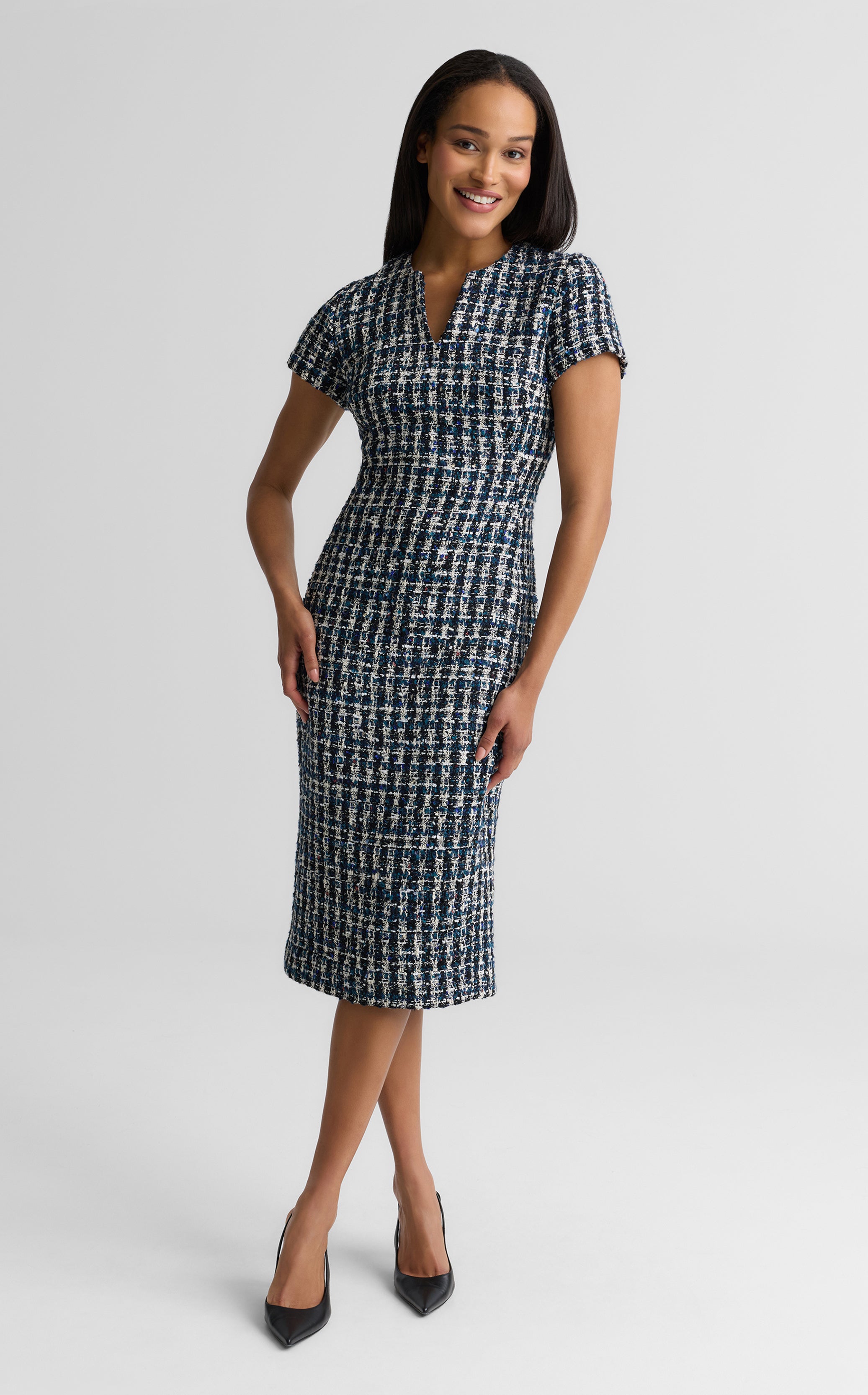 Vicki Dress In Aspen Tweed – St. John Knits