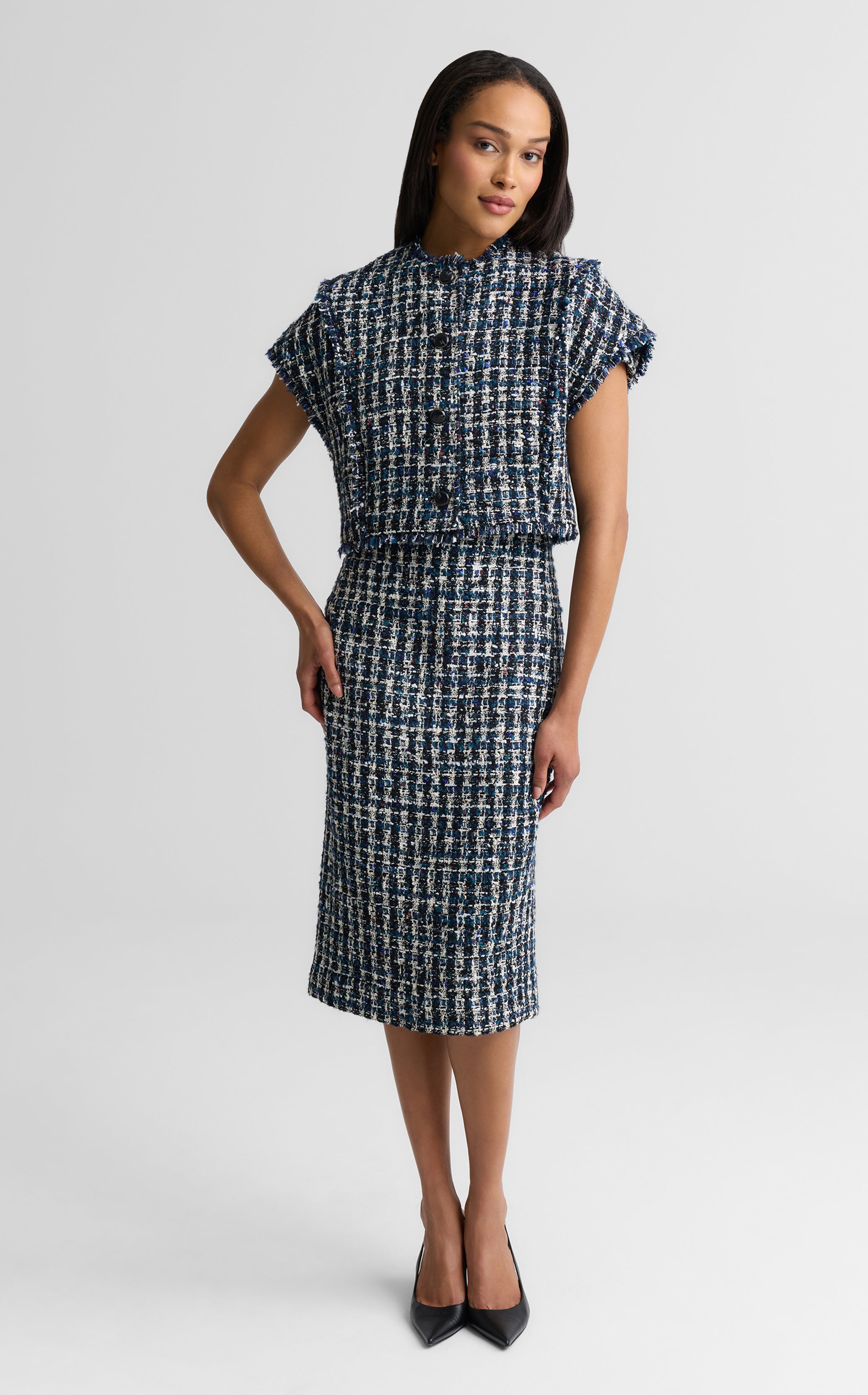 Vicki Dress In Aspen Tweed – St. John Knits