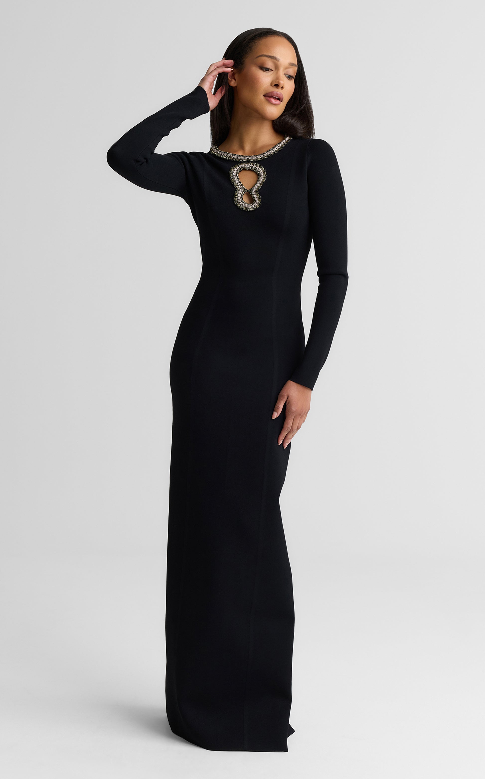 St. John | Alina Gown In Santa Roma Knit | Women's Formal Gowns | Timeless Designer Appeal