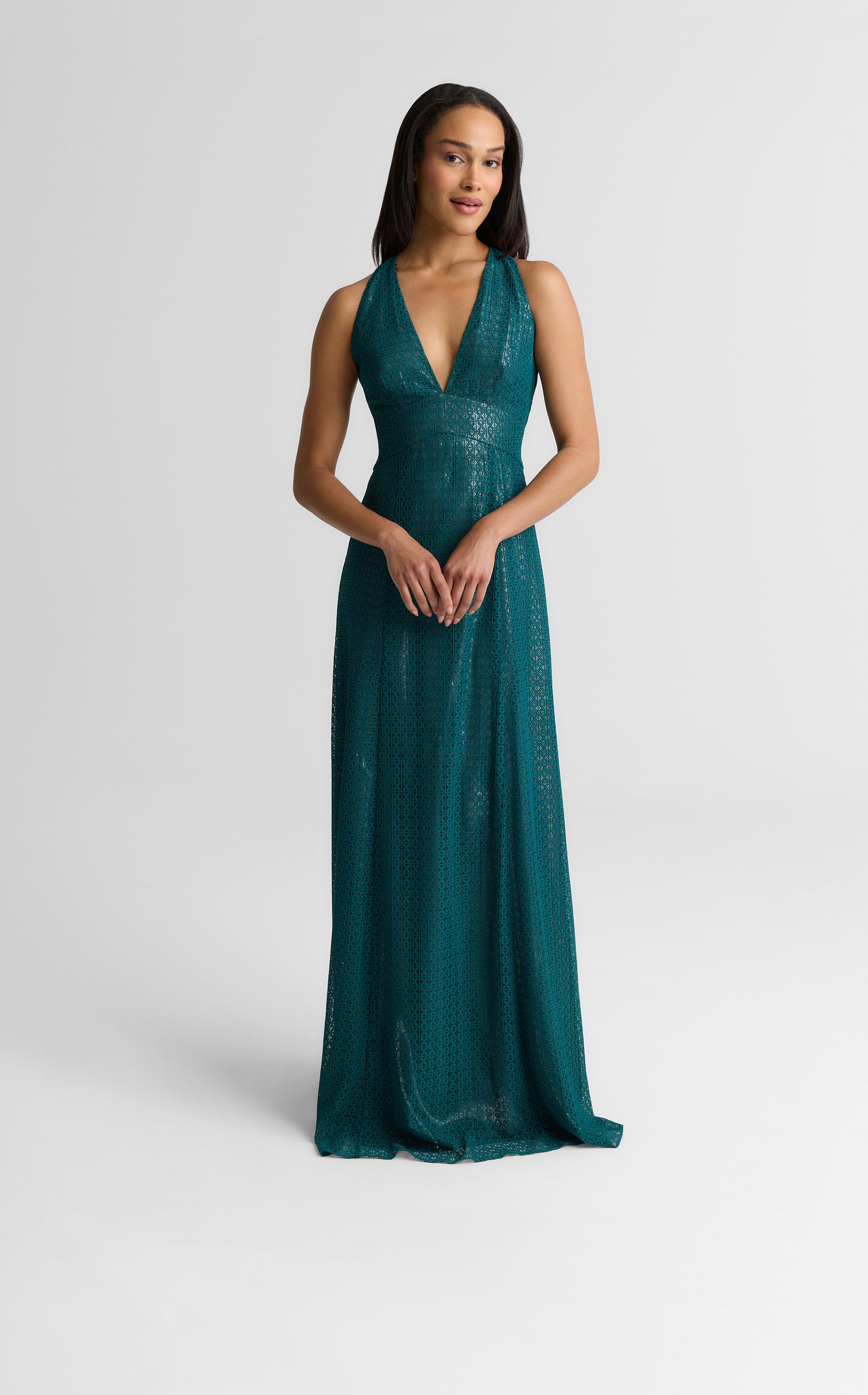 Janice Gown In Geometric Lace – St. John Knits
