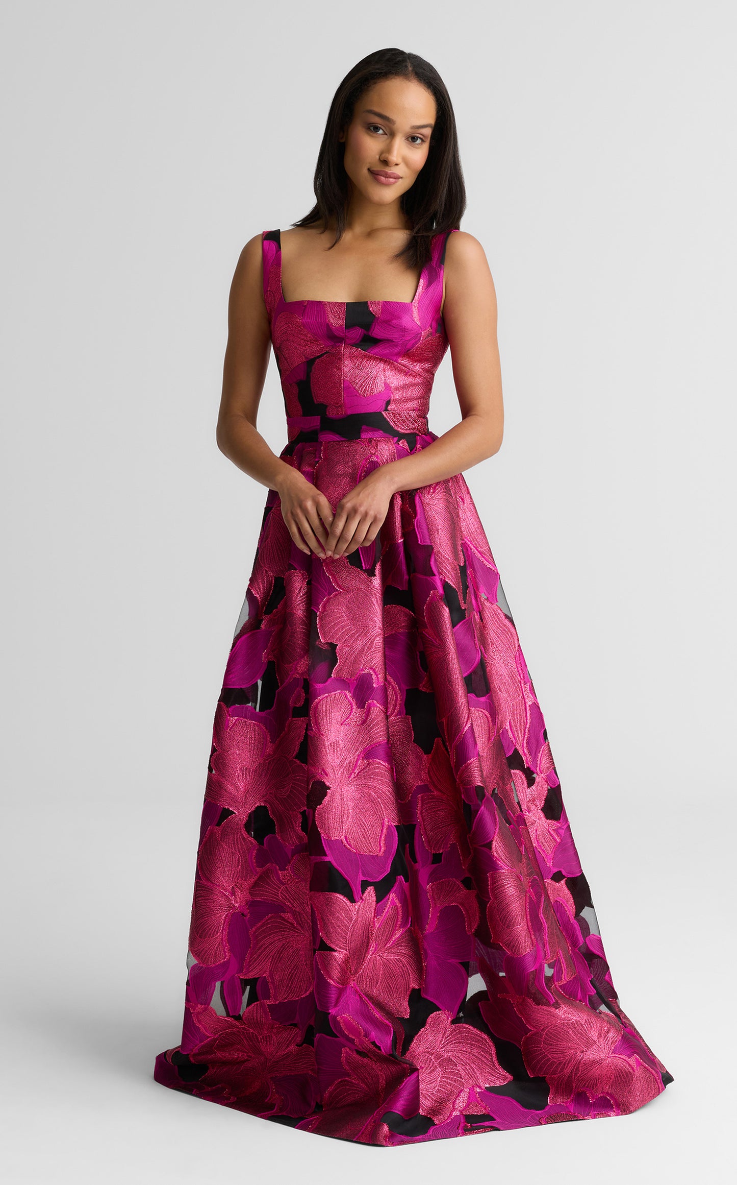St. John Women's Metallic Jacquard Organza Gown - Red St. John Women's Metallic Jacquard Organza Gown - Red