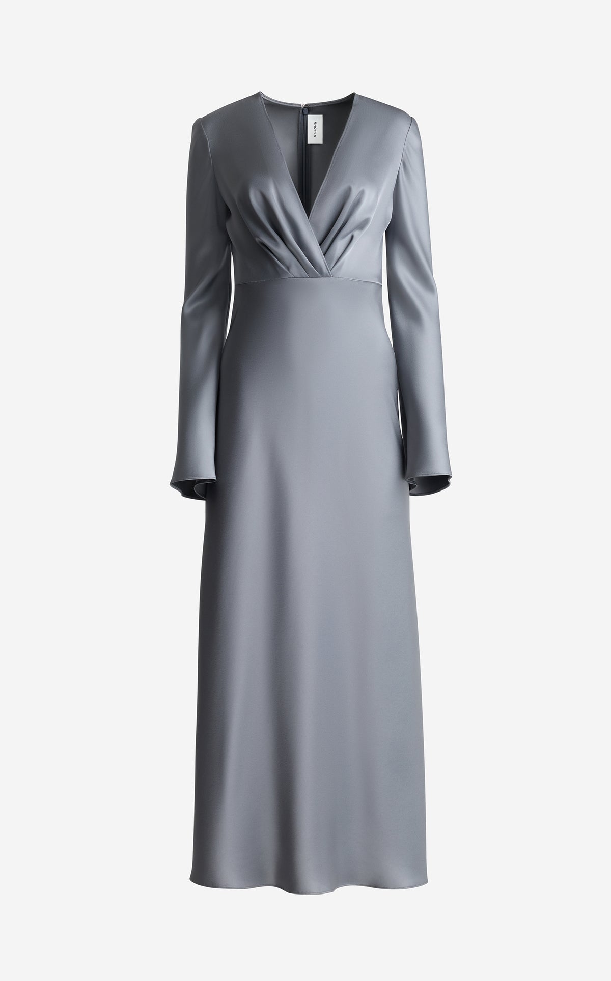 st john dress St. Women's Long Sleeve Satin V-Neck - Blue Size:Medium (81cm)/ Regular eye closure for easy Fabric Type: BONDED VELVET Fall Beach A Line