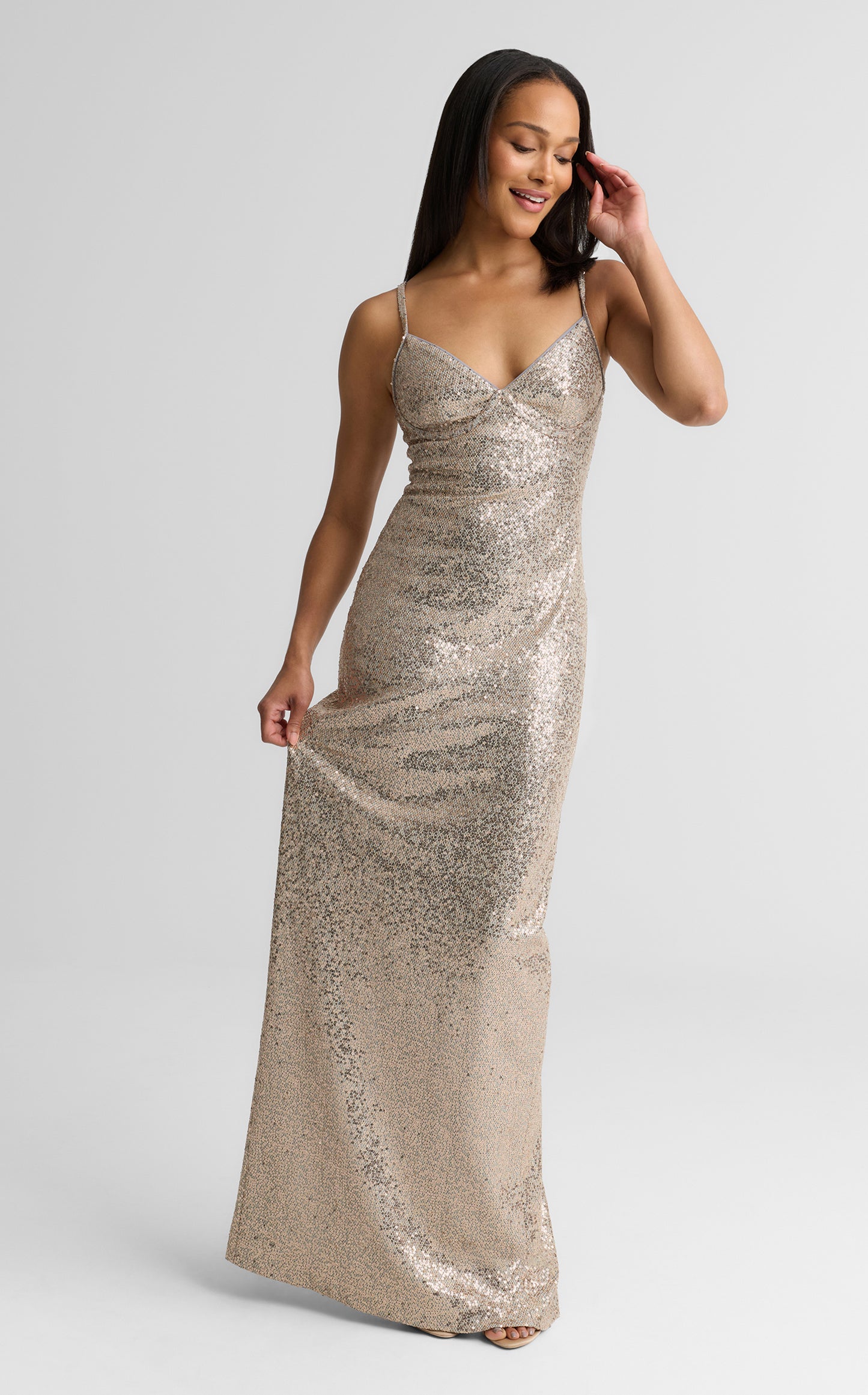 Isa Gown In Soft Tailored Sequin