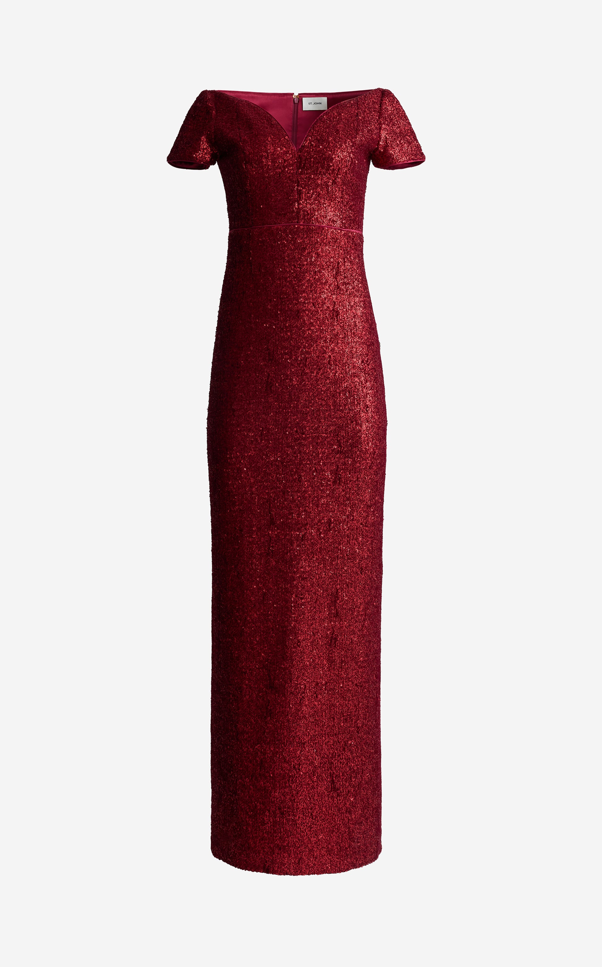 St. John Women's Velvet Sequined Deep V Gown - Red - Size 4