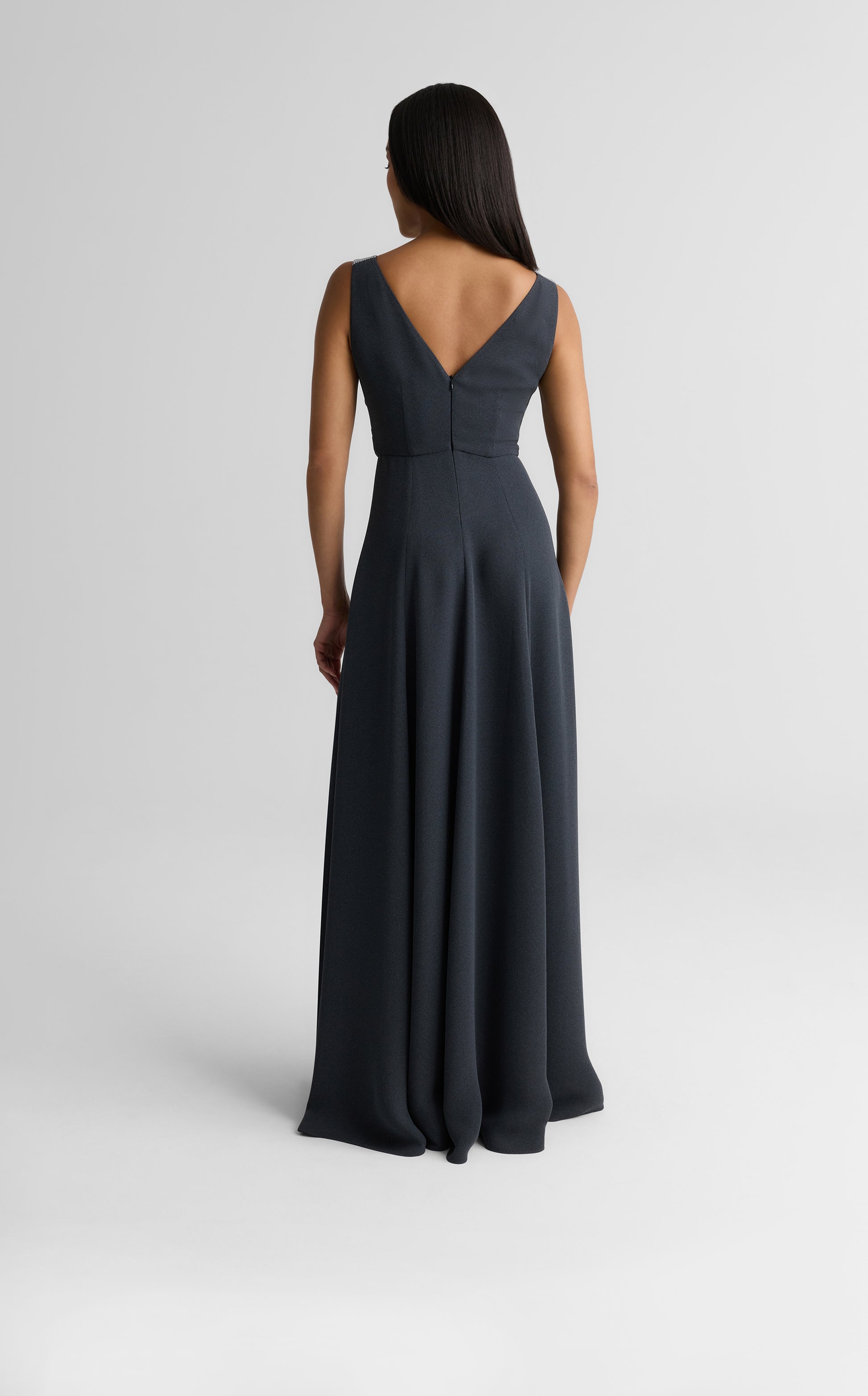 St. John Women's Tess Heathered Crepe Gown - Blue - Gowns St. John Women's Tess Heathered Crepe Gown - Blue - Gowns